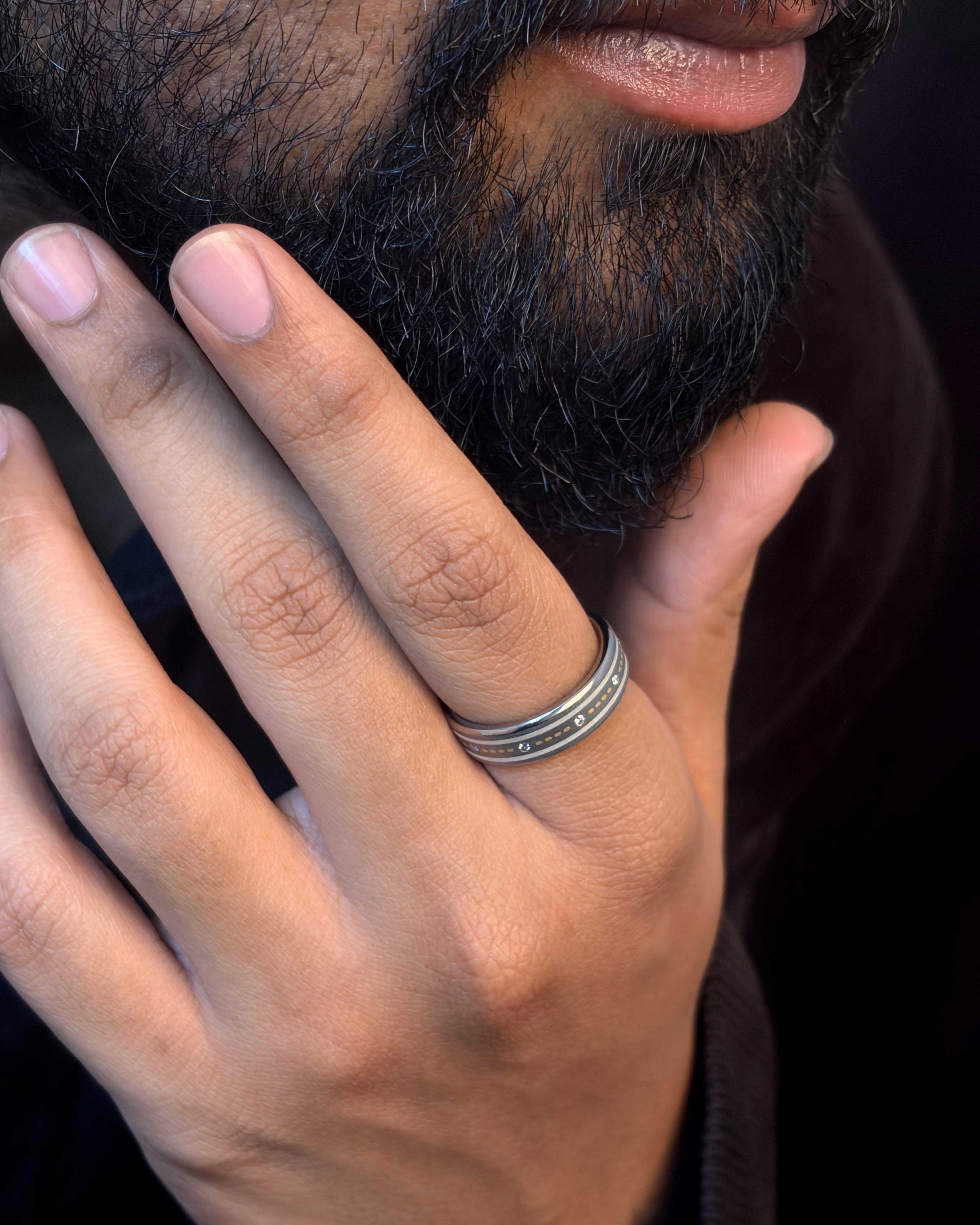 Mens's Silver Titanium Ring with Matte Finish
