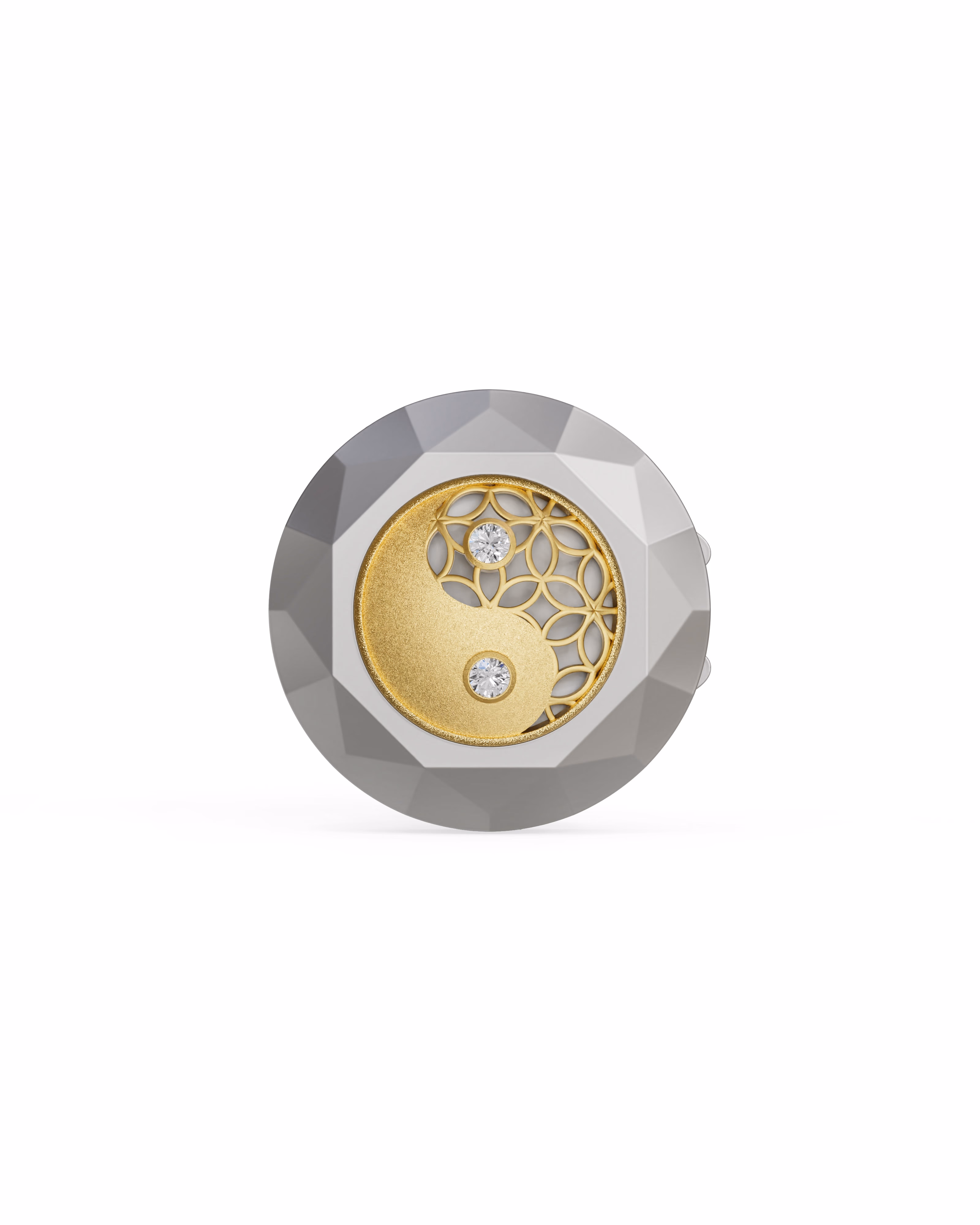 Men's  Silver Titanium Button Cover with Matte Finish