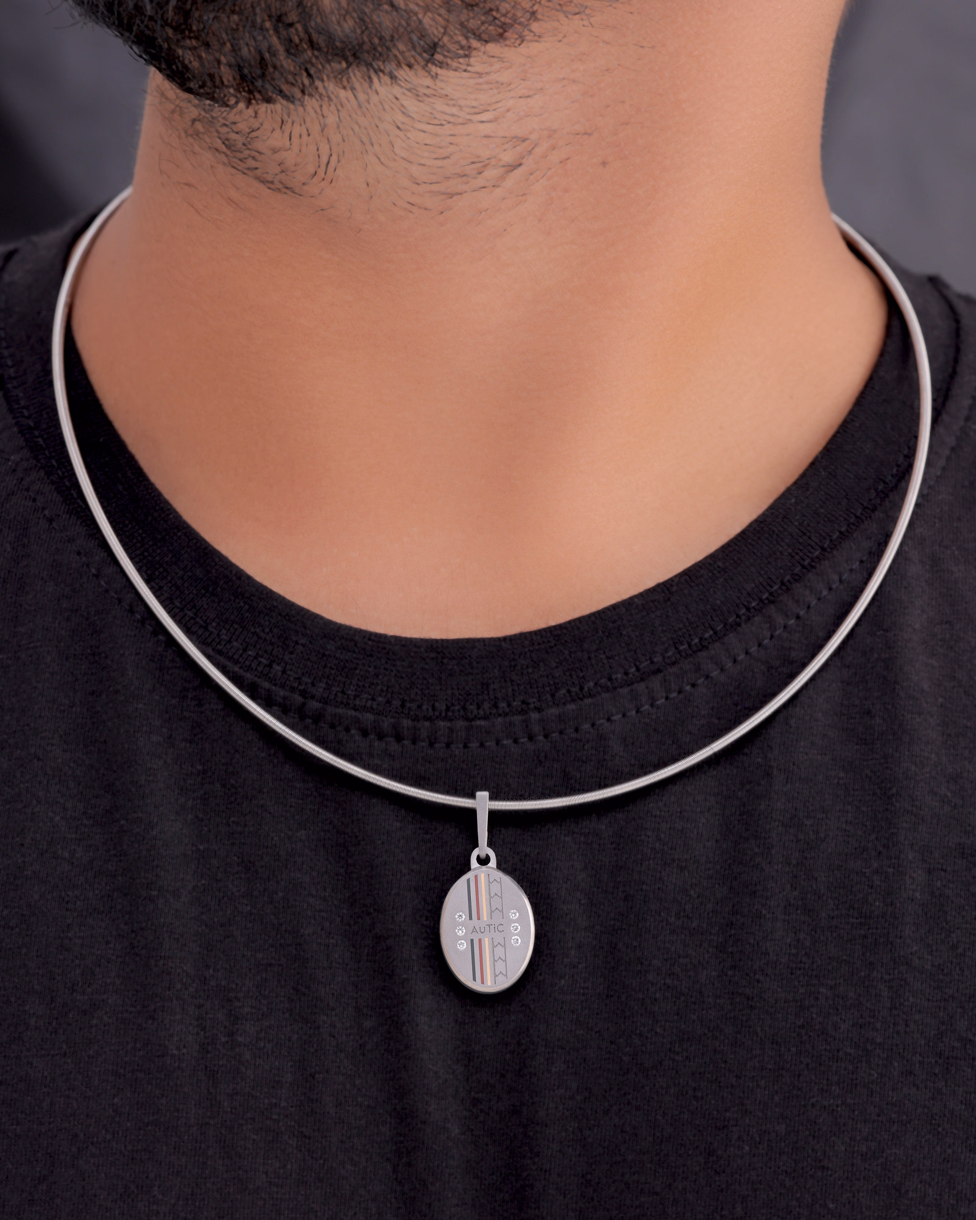 Mens's Silver Titanium Pendant with Matte Finish