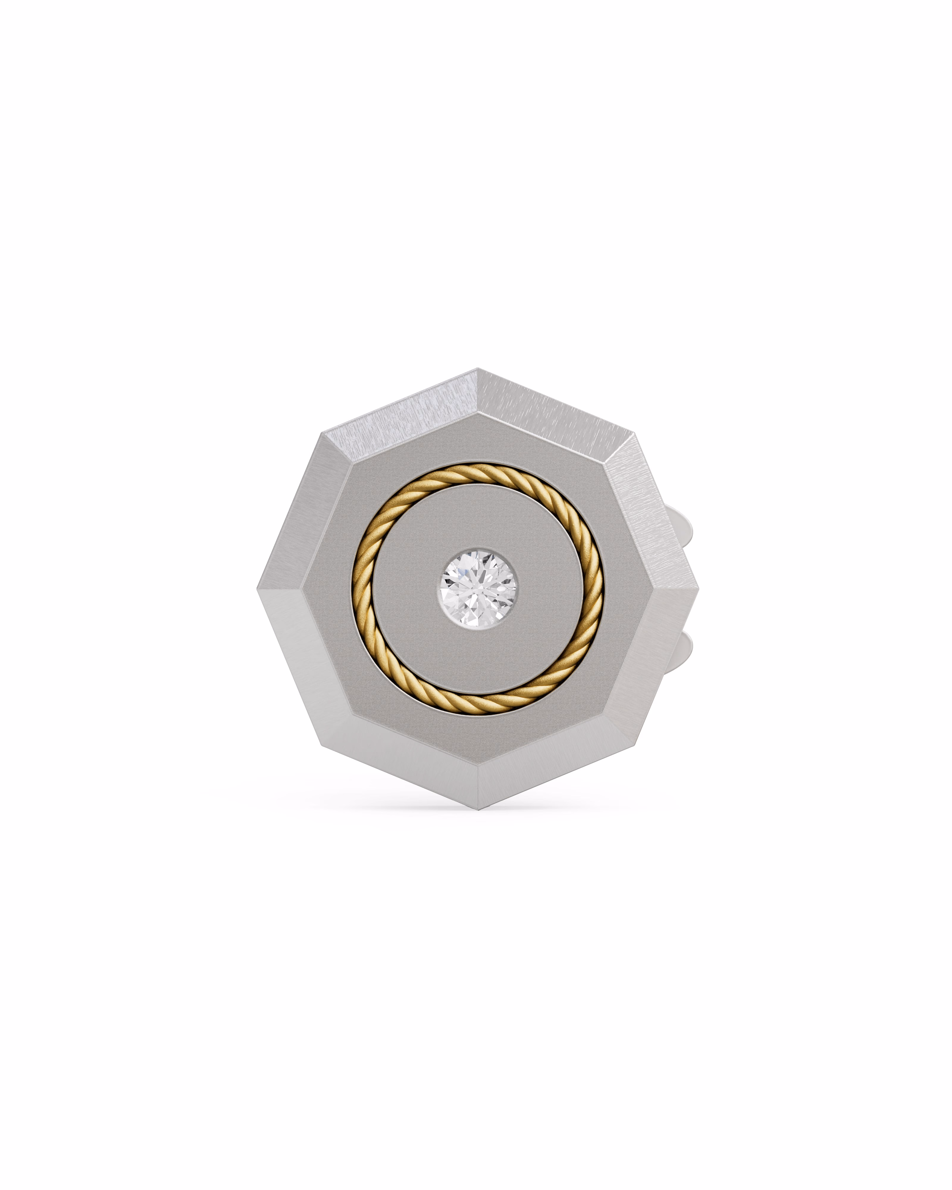 Men's  Silver Titanium Button Cover with Matte Finish