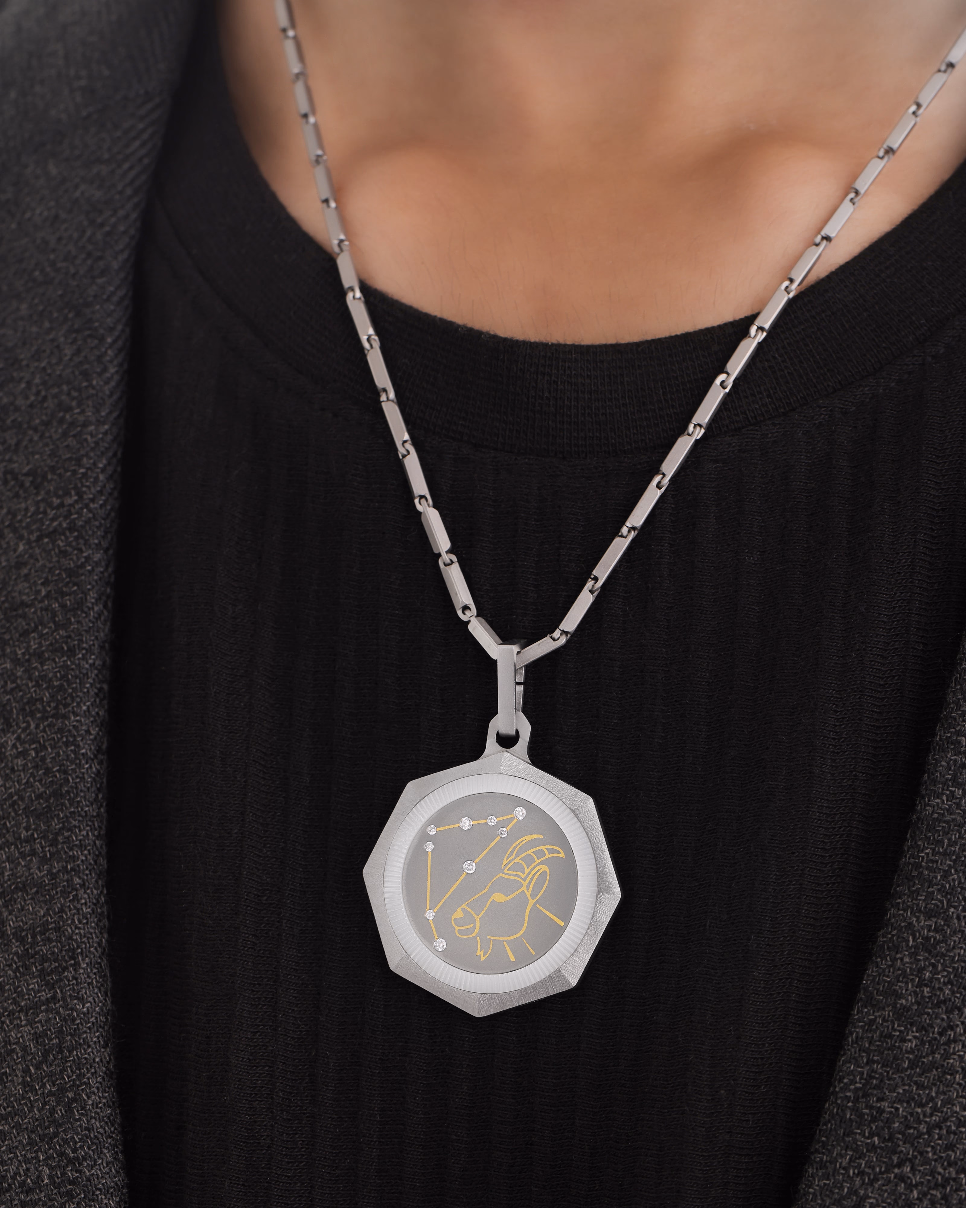 Capricorn – Titanium Zodiac Pendant.