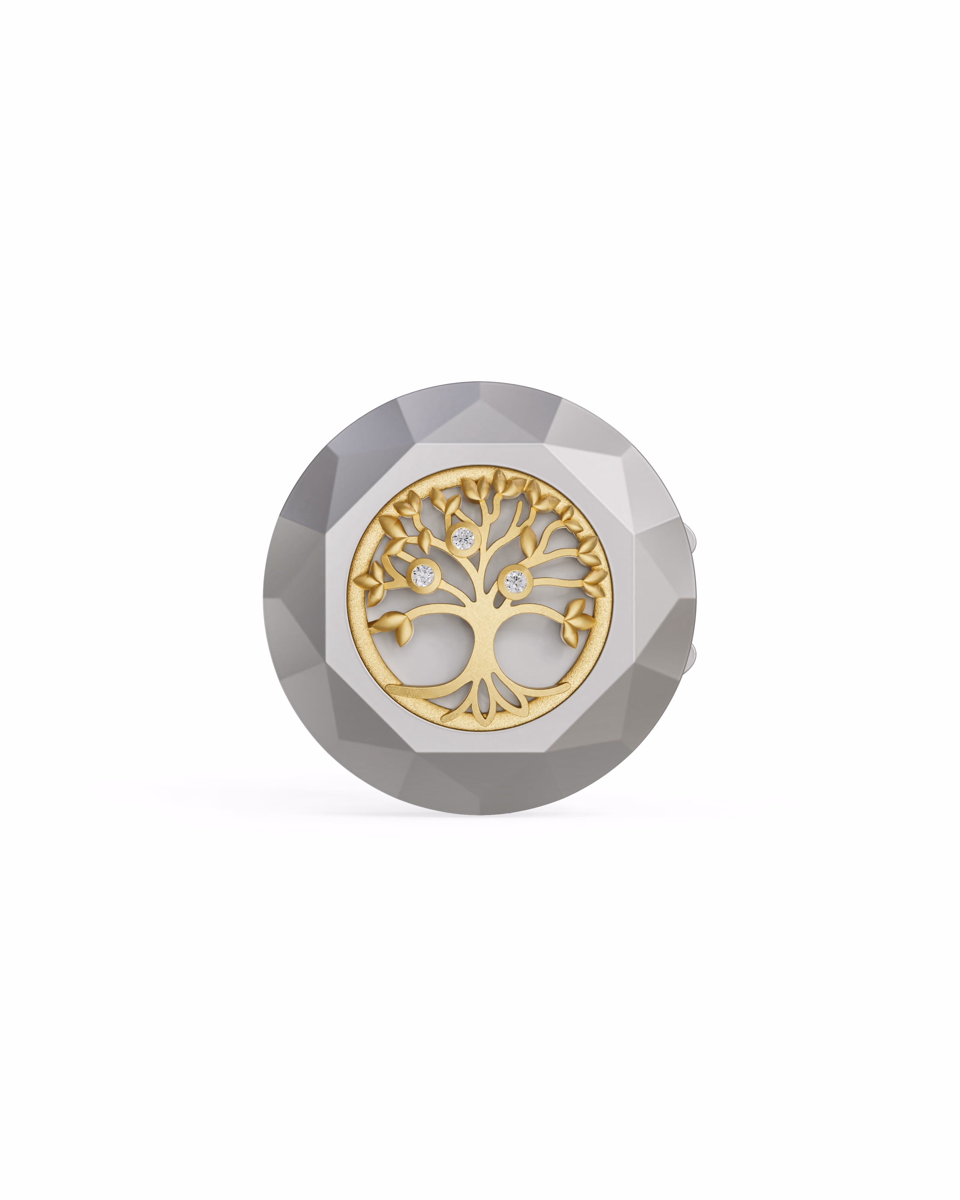 Men's  Silver Titanium Button Cover with Matte Finish