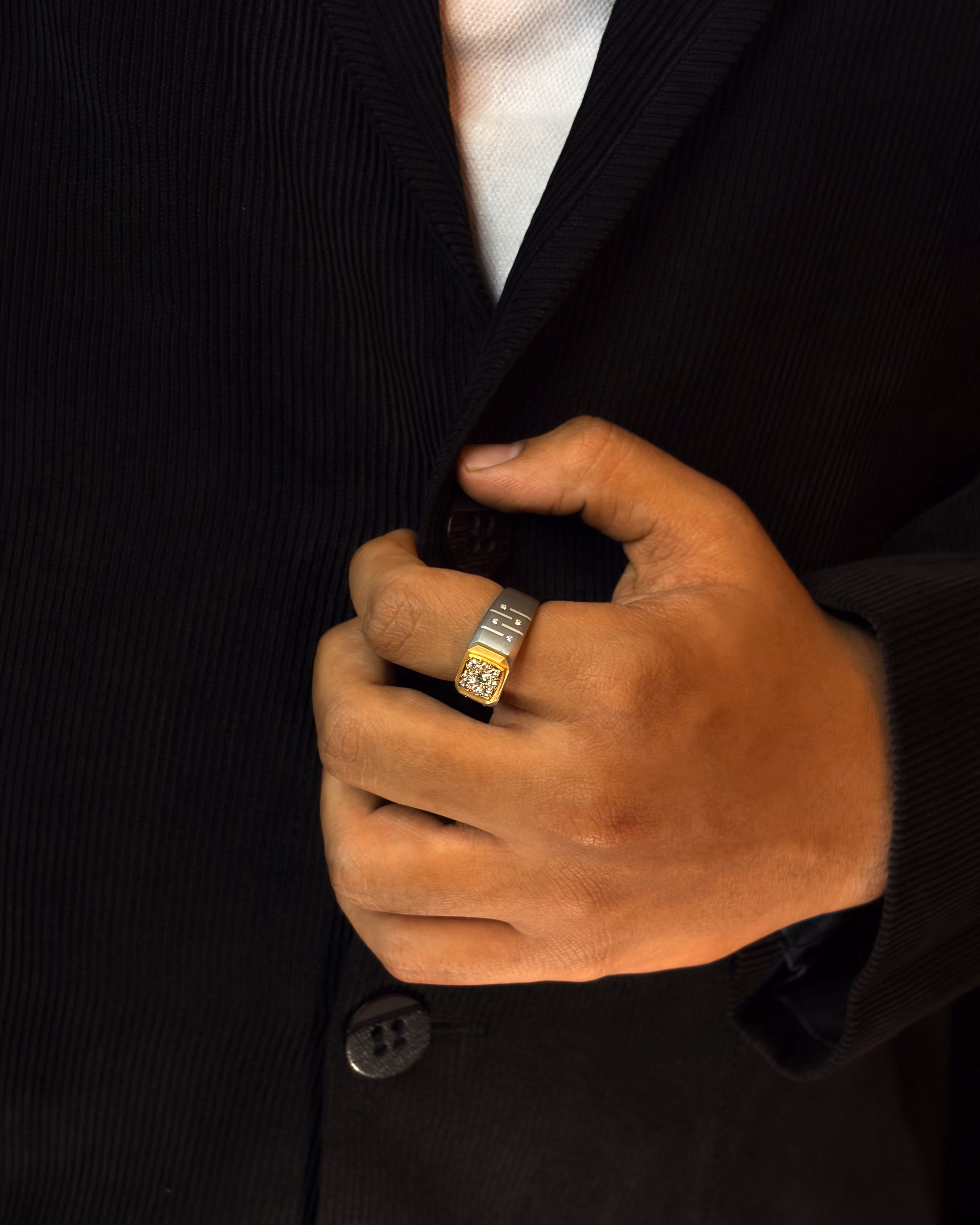 Men's Silver Titanium Ring with Matte Finish