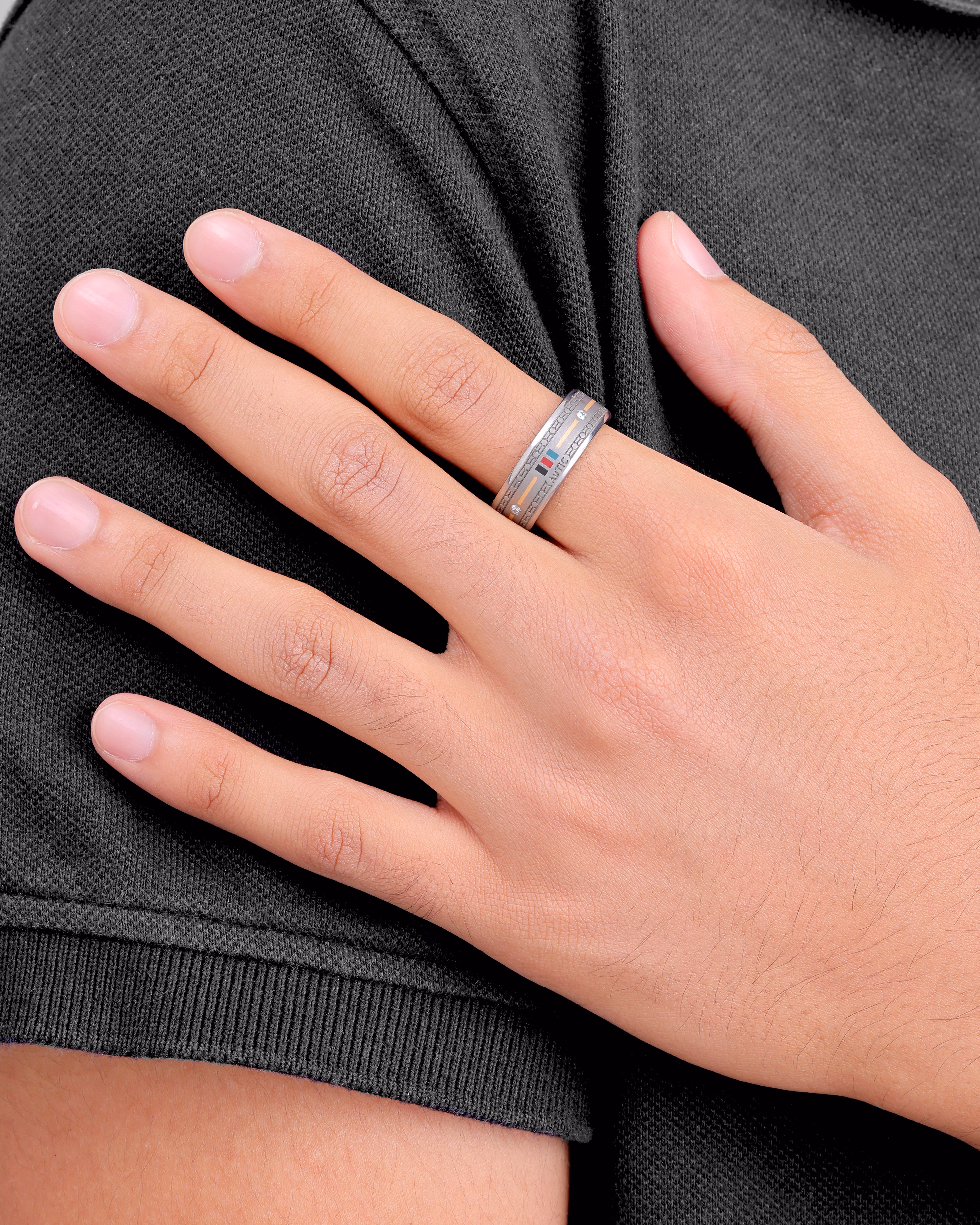 Mens's Silver Titanium Ring with Matte Finish