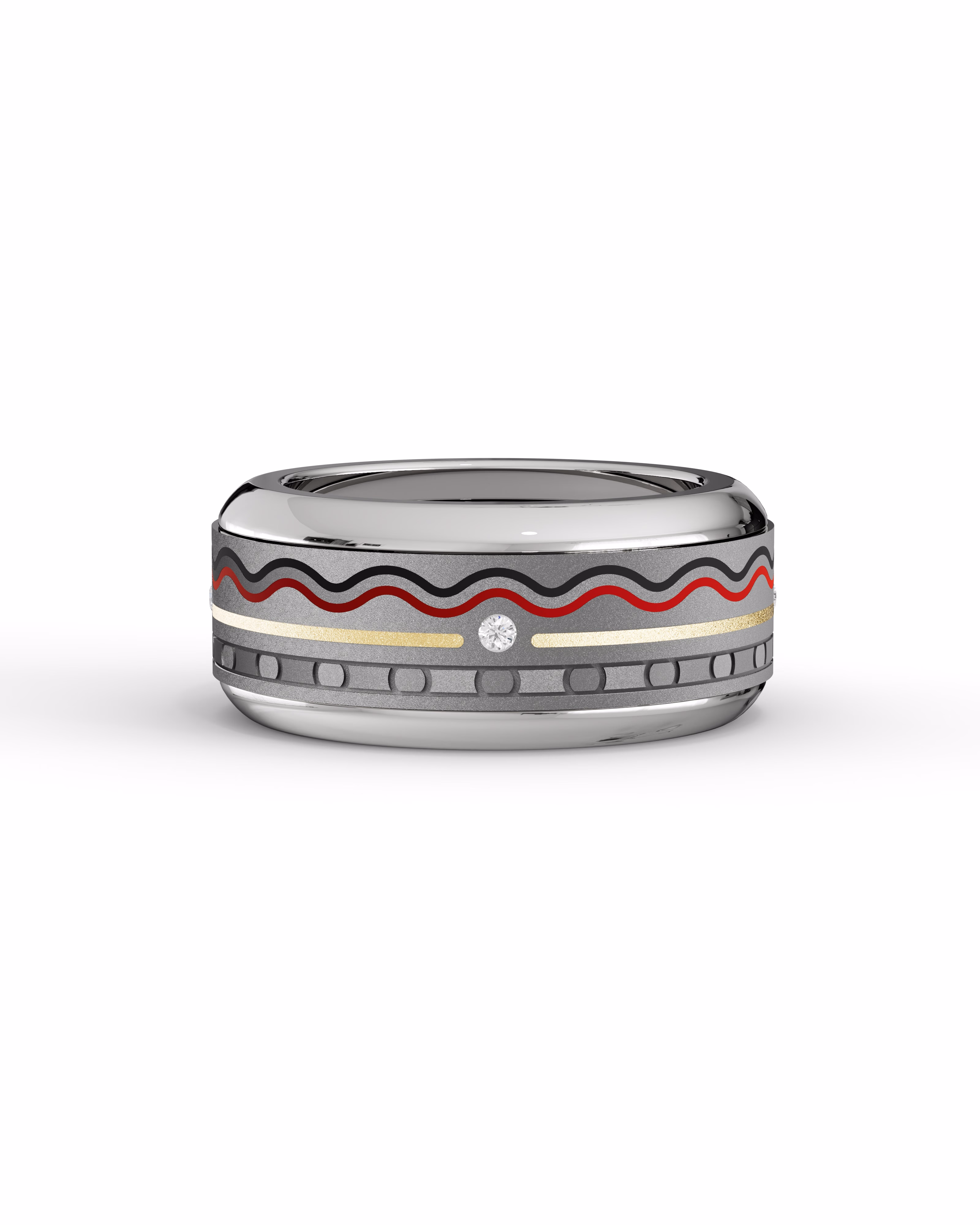 Mens's Silver Titanium Ring with Matte Finish