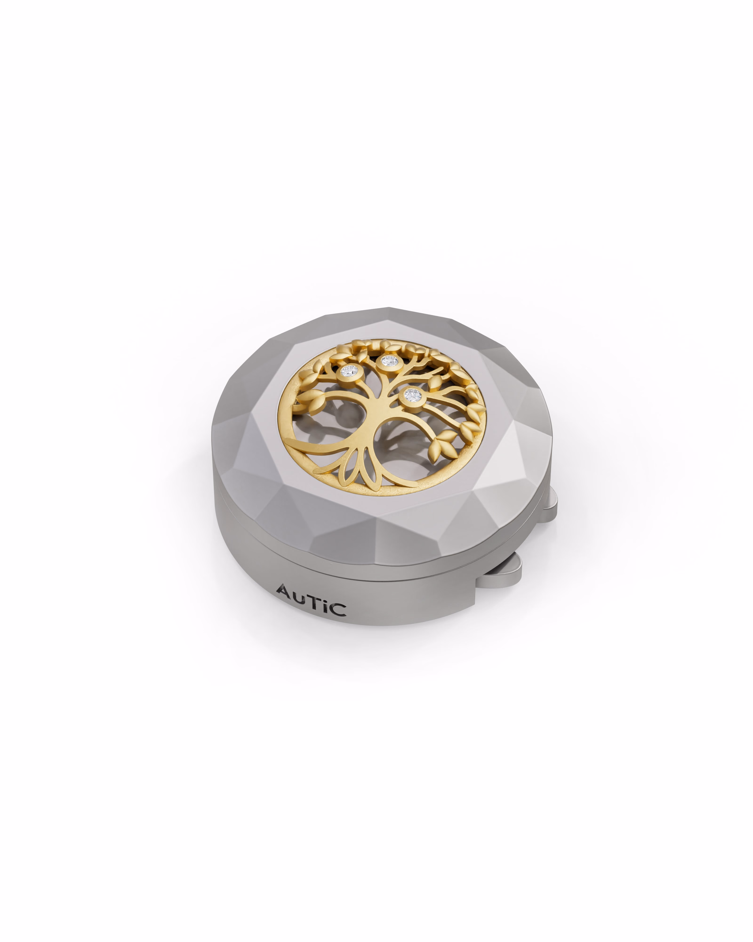 Men's Silver Titanium Button Cover with Matte Finish