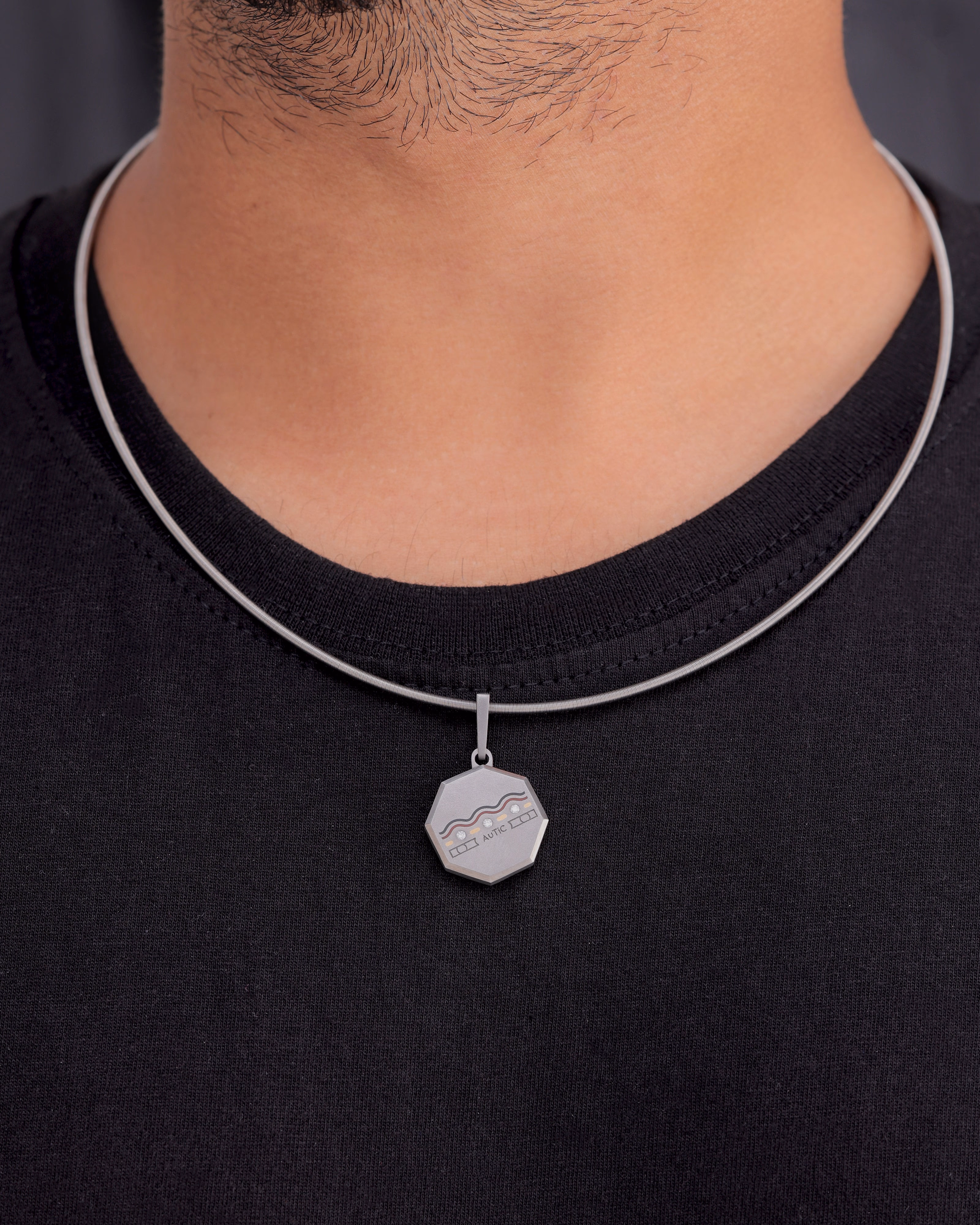 Mens's Silver Titanium pendant with Matte Finish