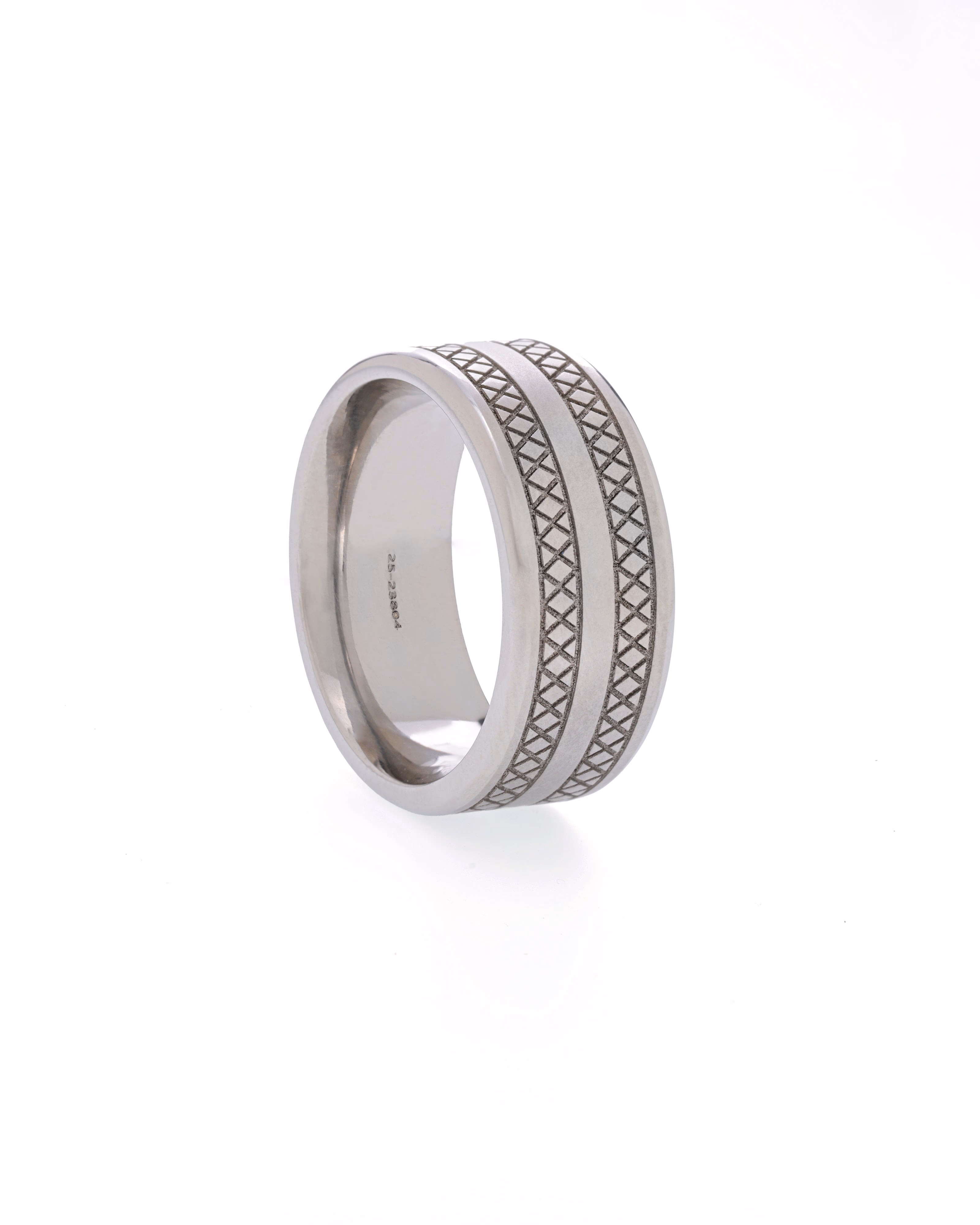 Mens's Silver Titanium Ring with Matte Finish