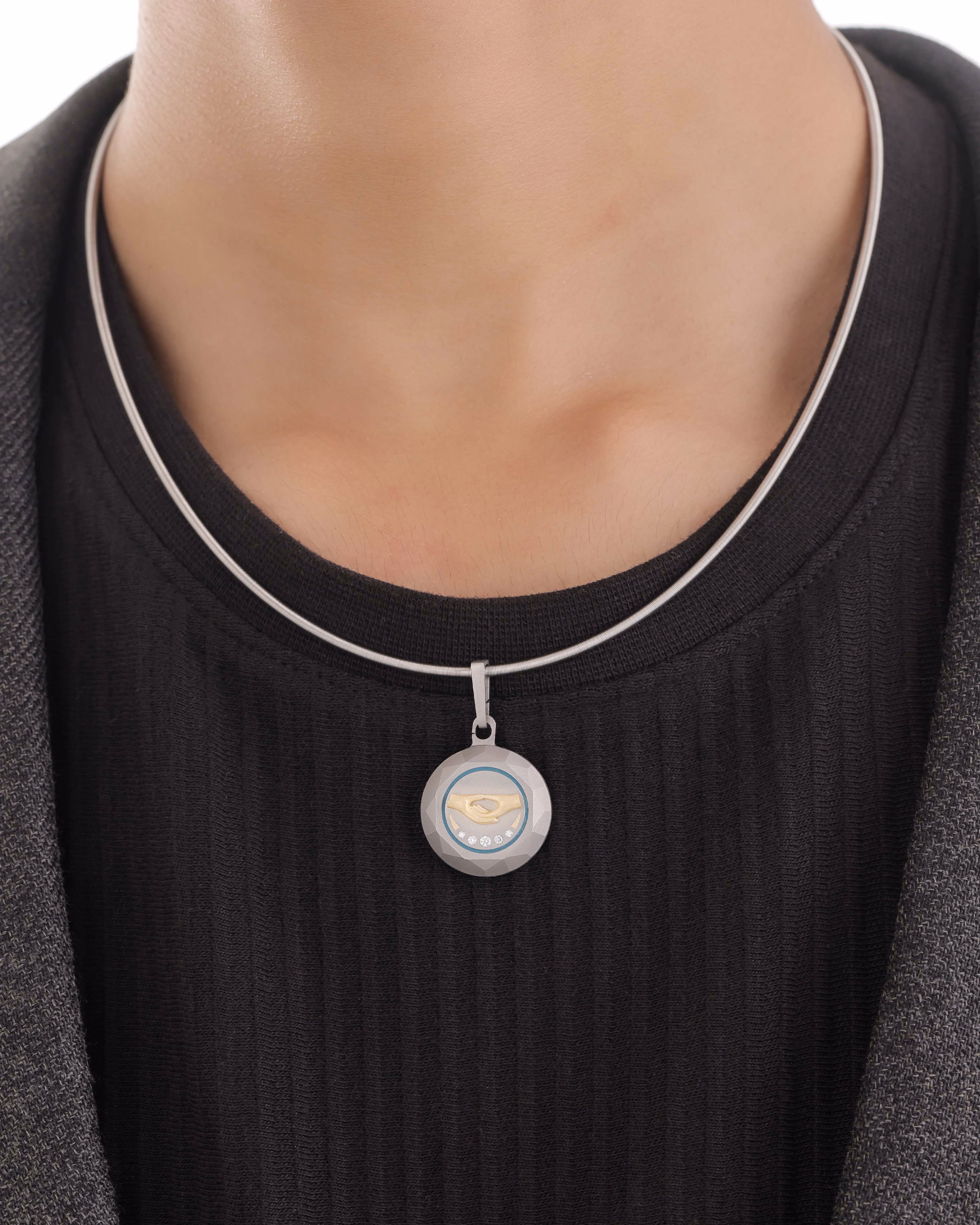Unisex  Silver Titanium Pendant with Matte Finish