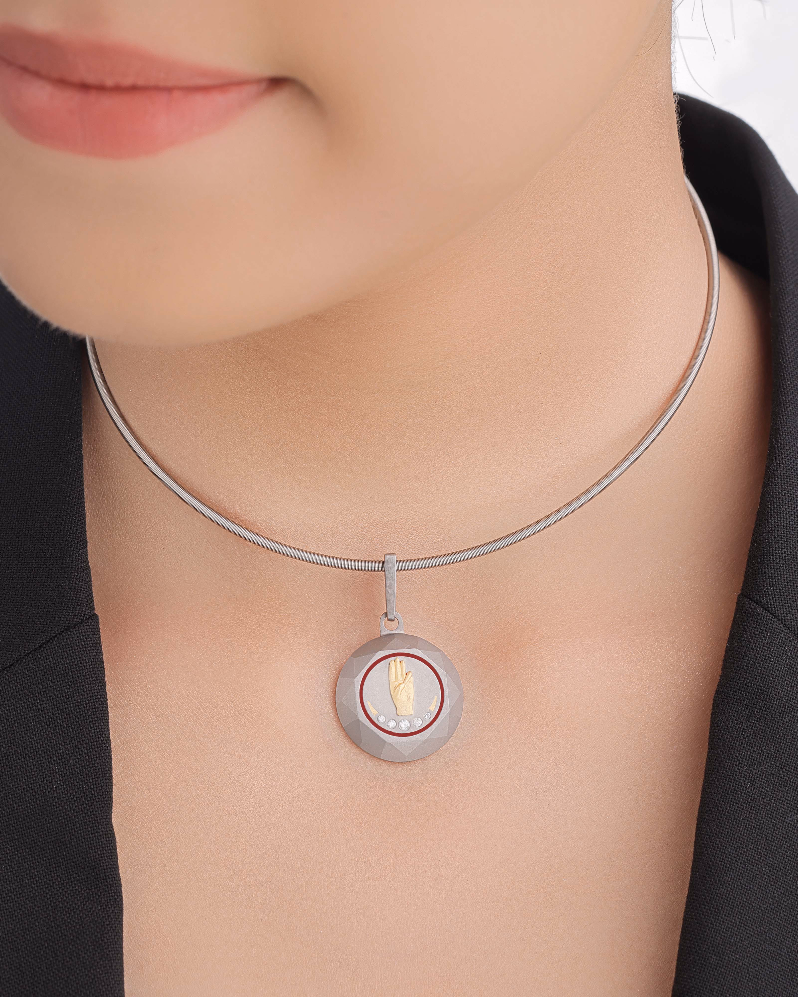 Unisex Silver Titanium Pendant with Matte Finish