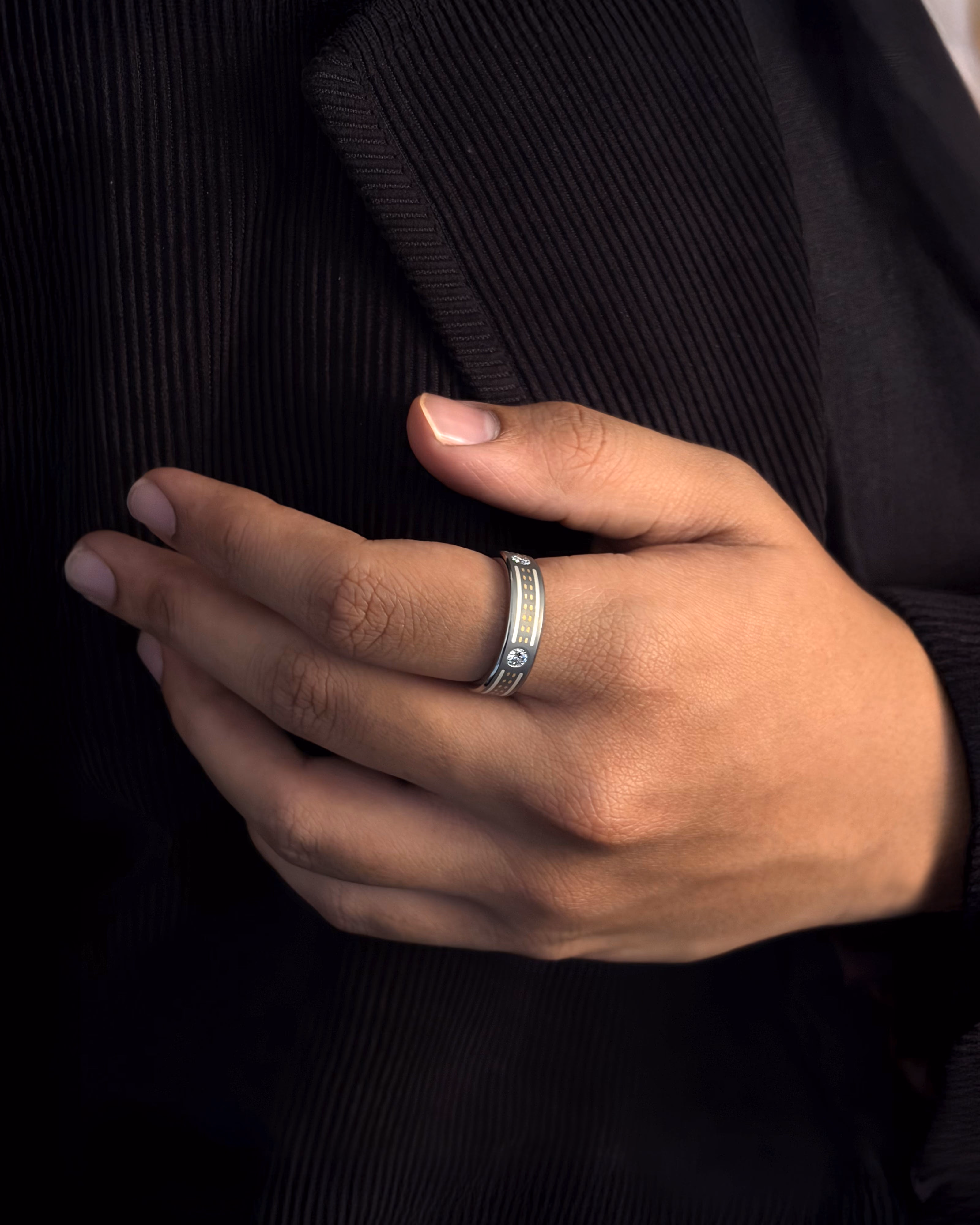 Mens's Silver Titanium Ring with Matte Finish