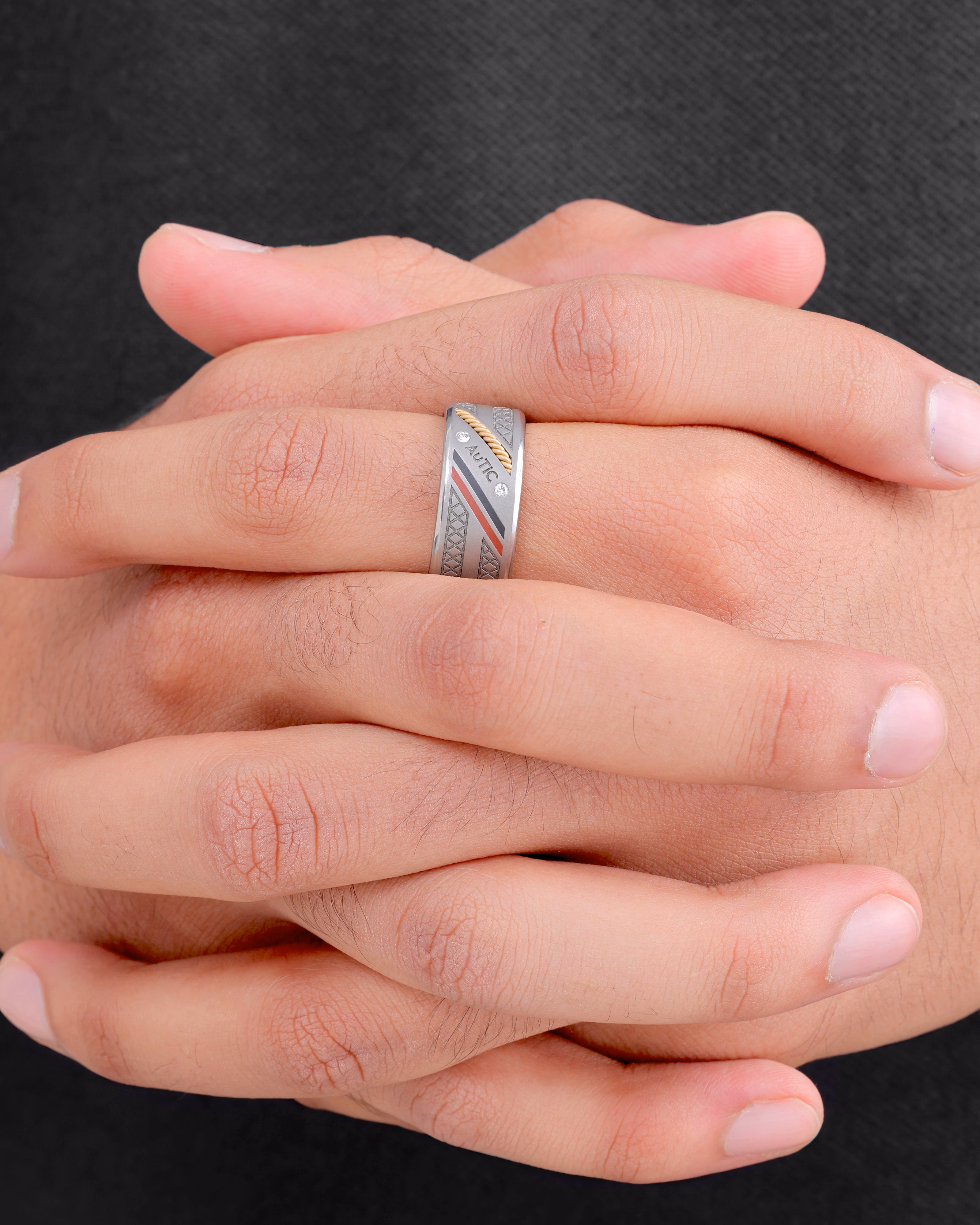 Mens's Silver Titanium Ring with Matte Finish
