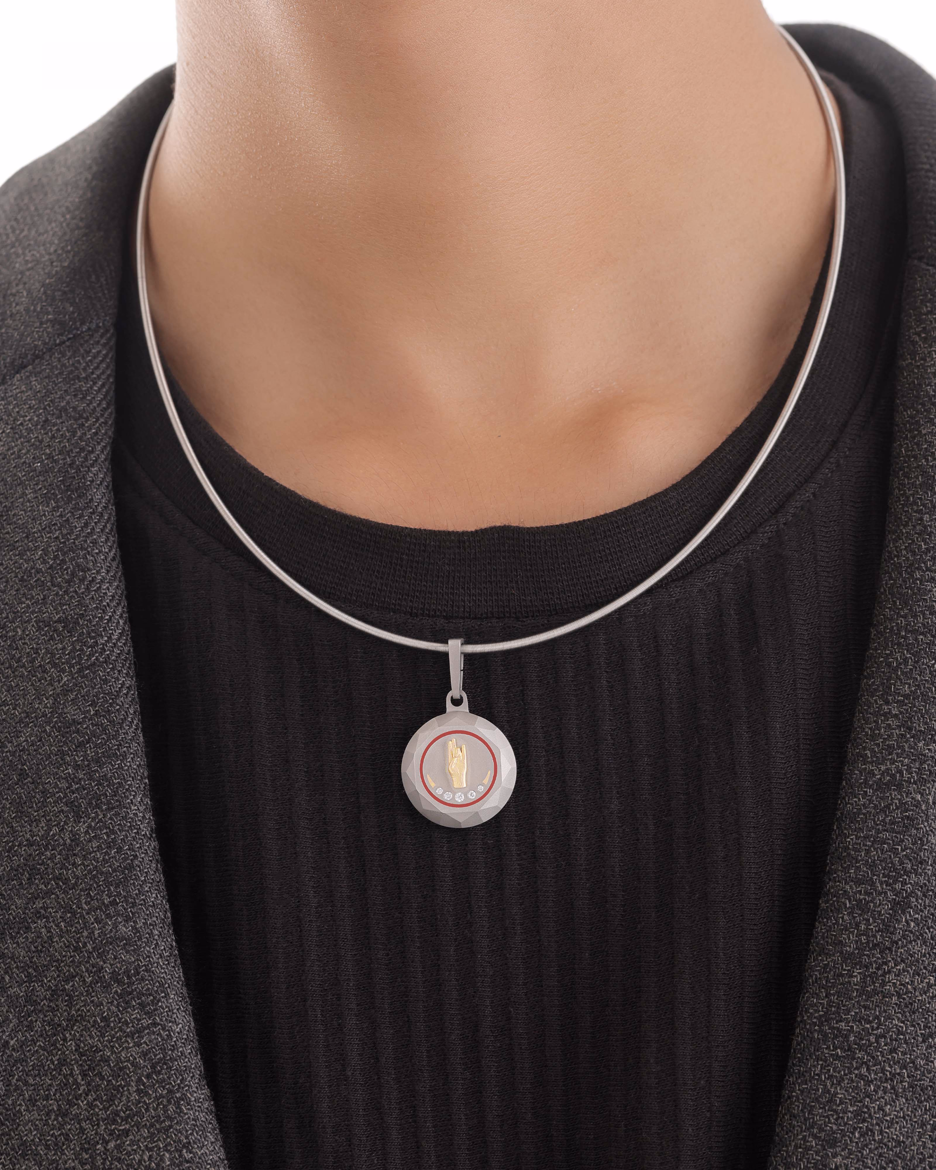 Unisex Silver Titanium Pendant with Matte Finish