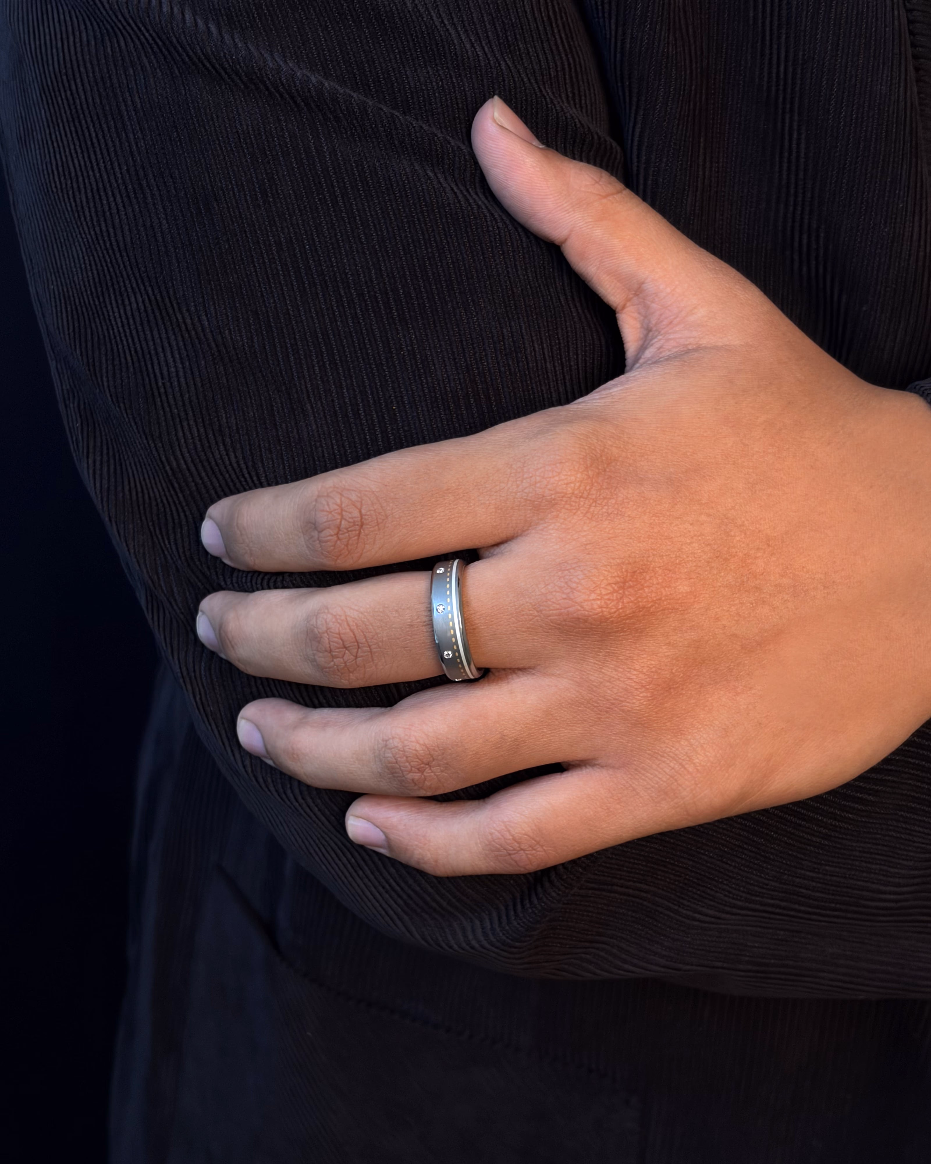 Mens's Silver Titanium Ring with Matte Finish