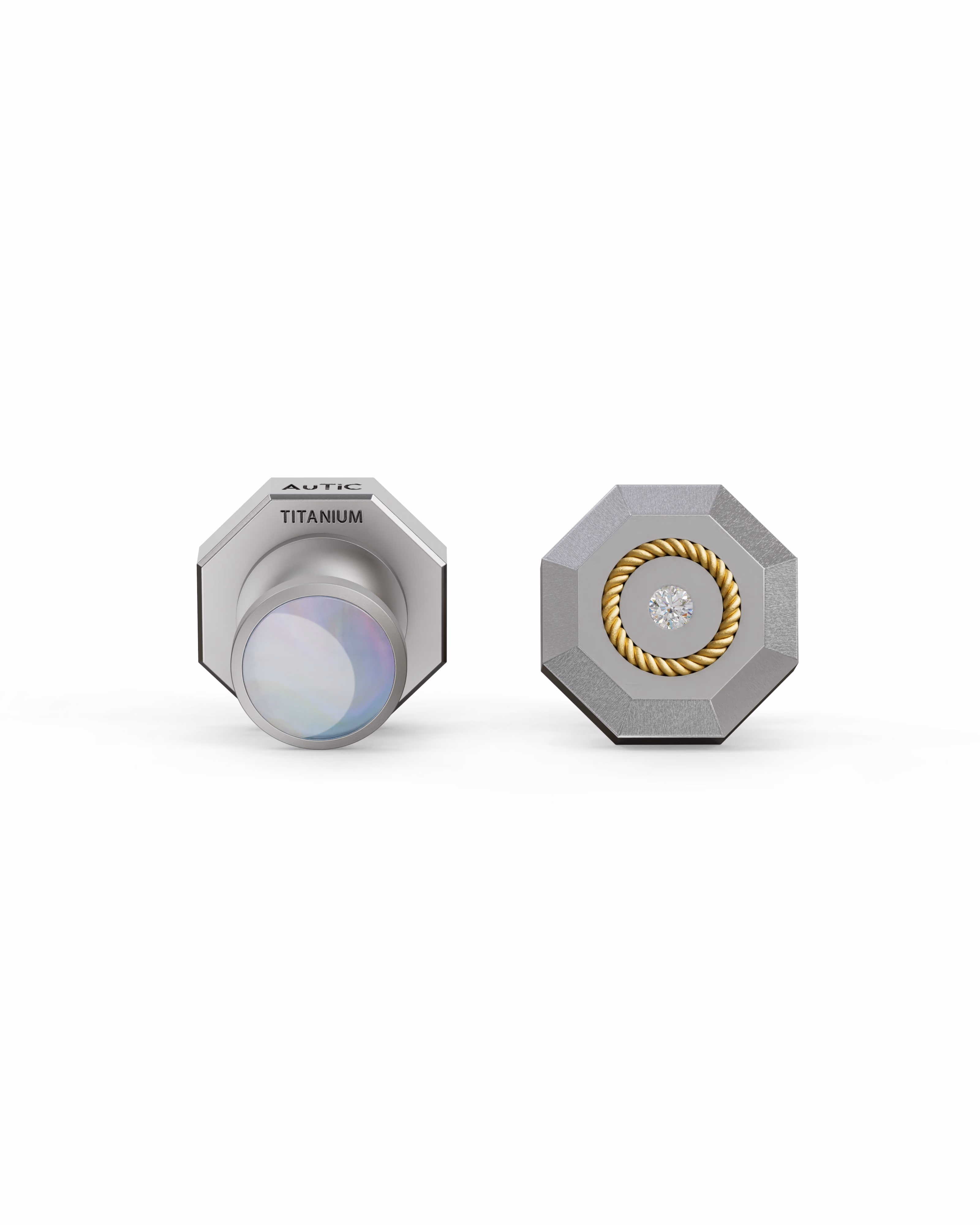 Men's  Silver Titanium Cufflink with Matte Finish