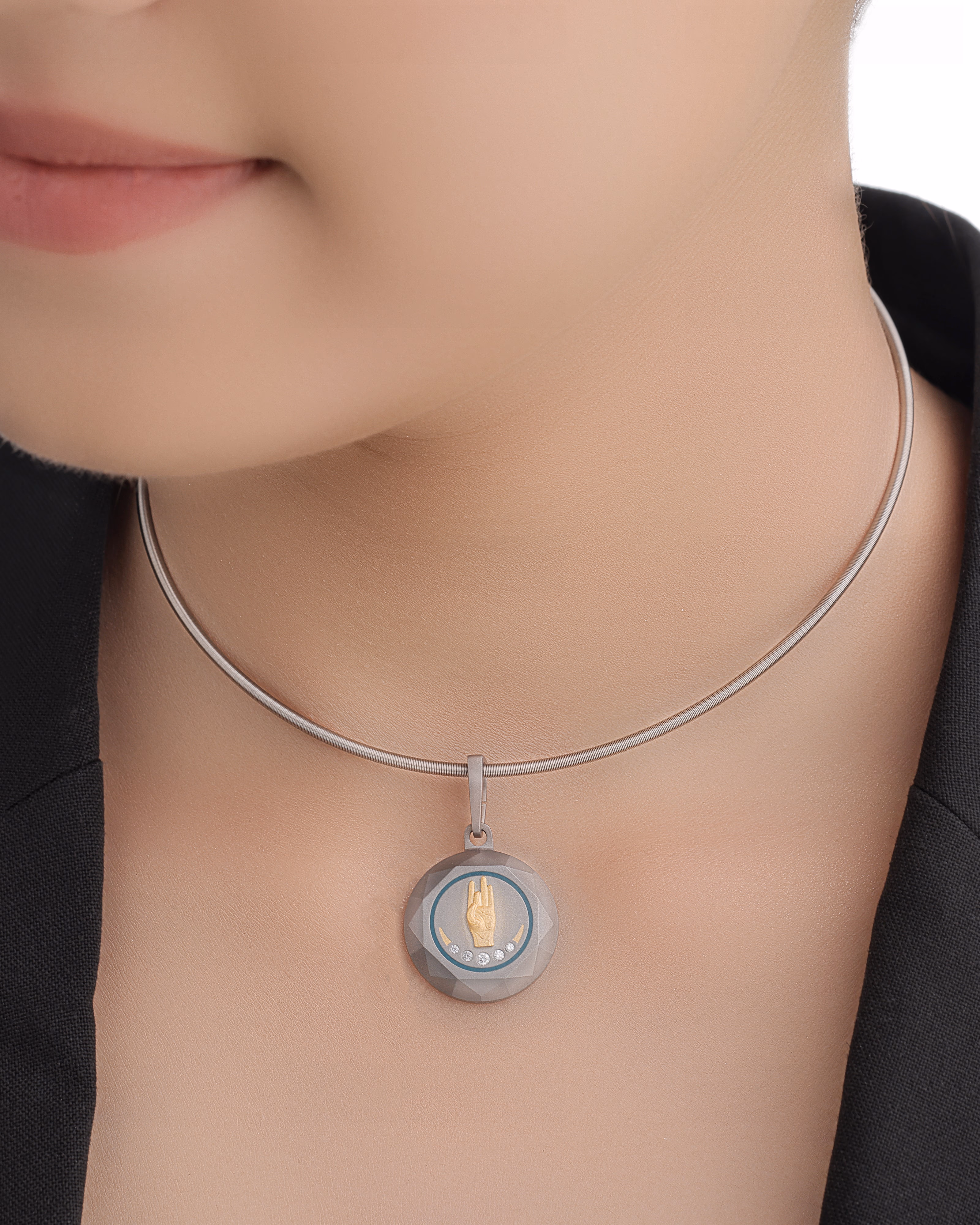 Unisex  Silver Titanium Pendant with Matte Finish
