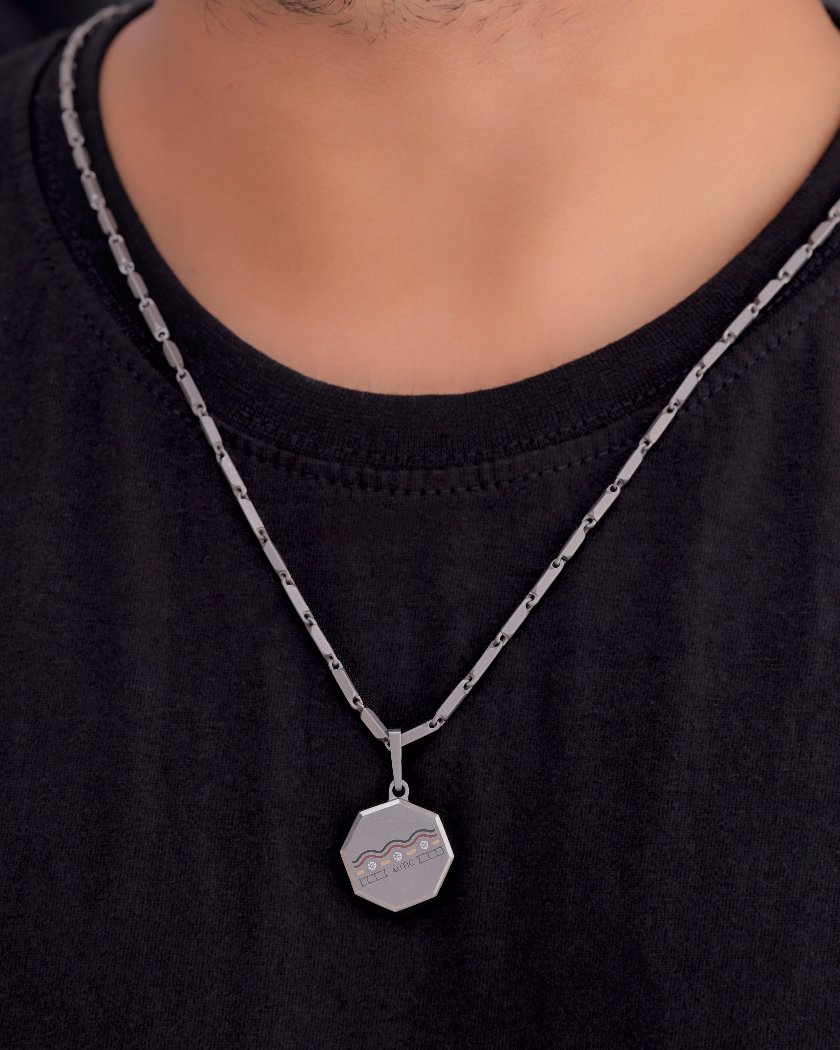 Mens's Silver Titanium pendant with Matte Finish