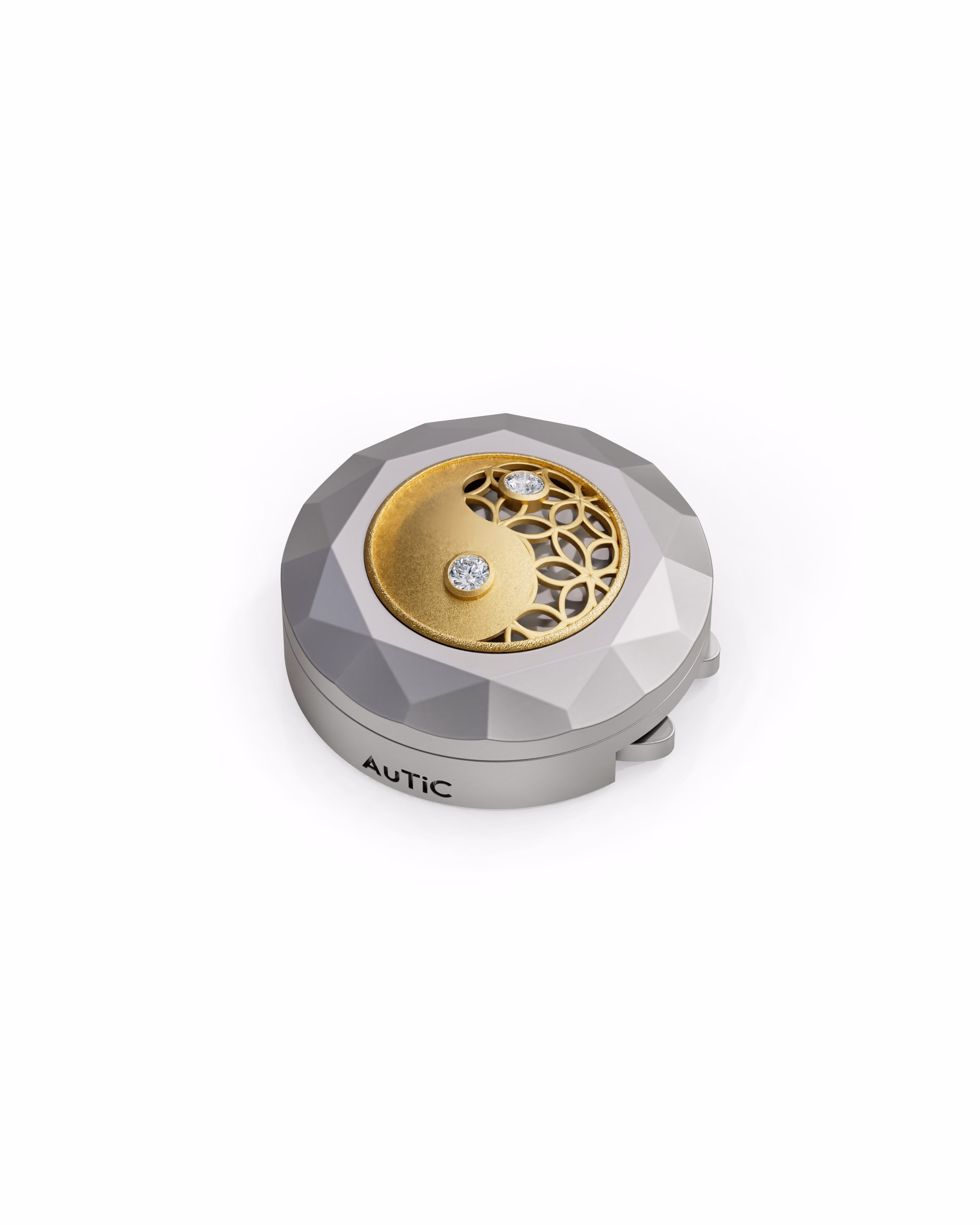 Men's Silver Titanium Button Cover with Matte Finish