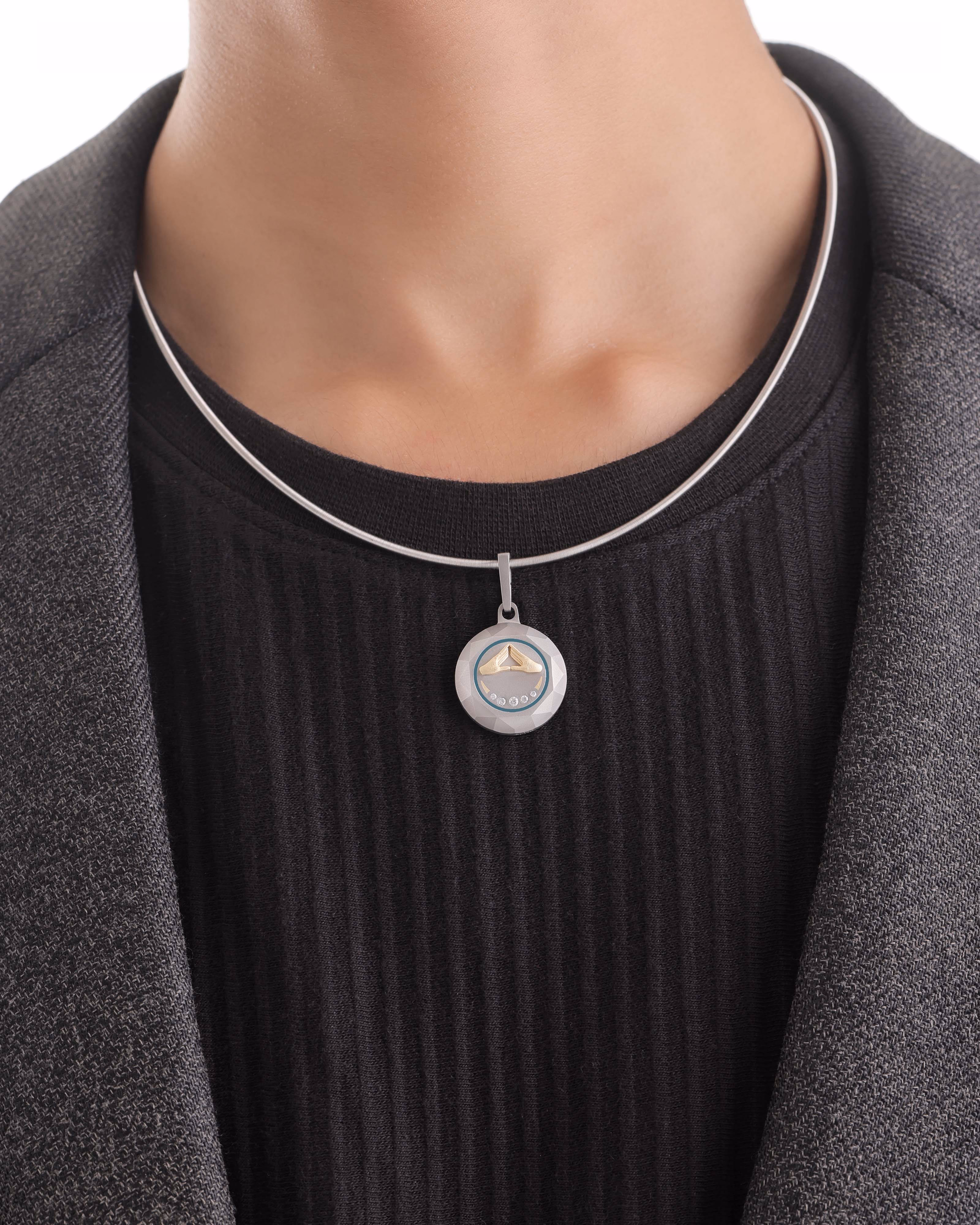 Unisex Silver Titanium Pendant with Matte Finish