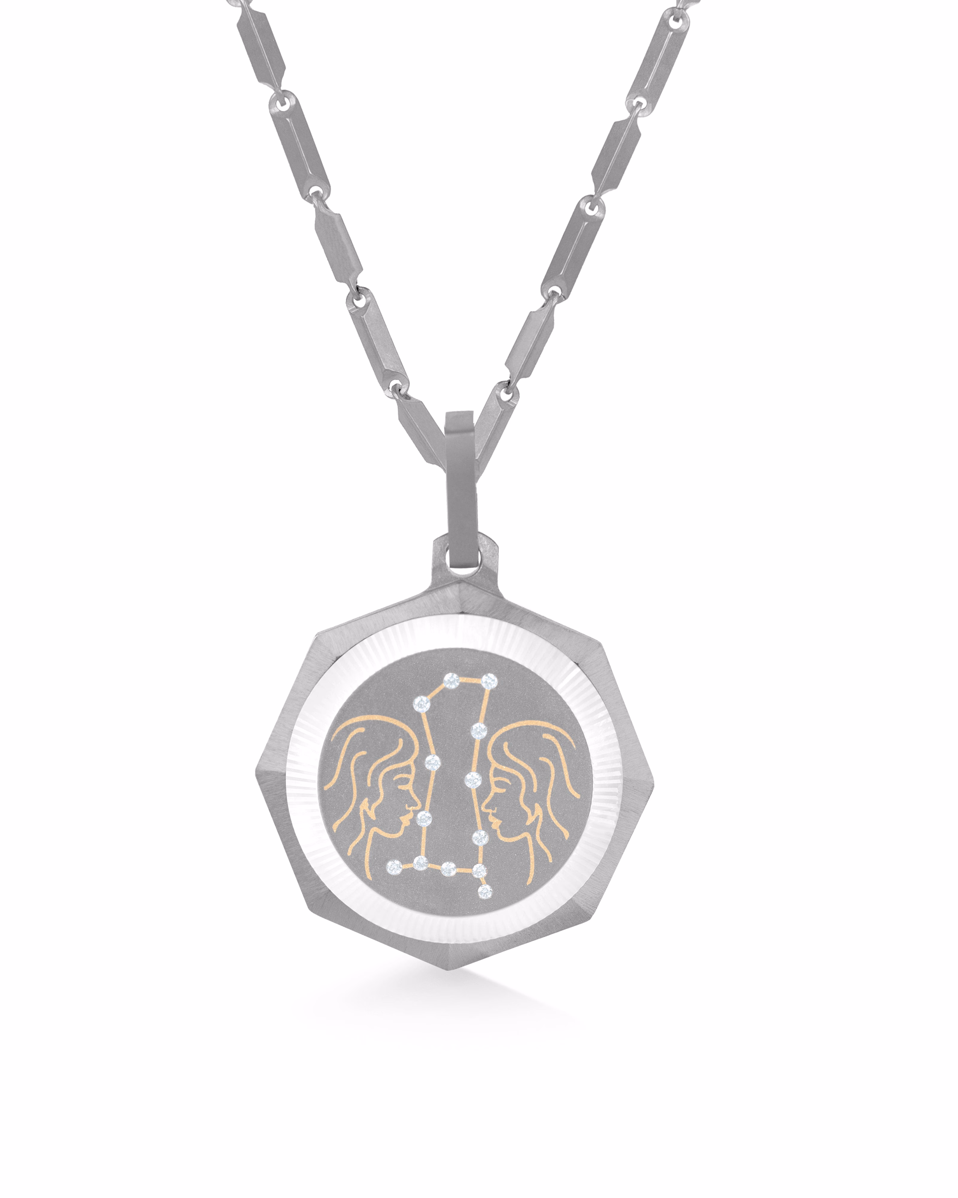Gemini – Titanium Zodiac Pendant.