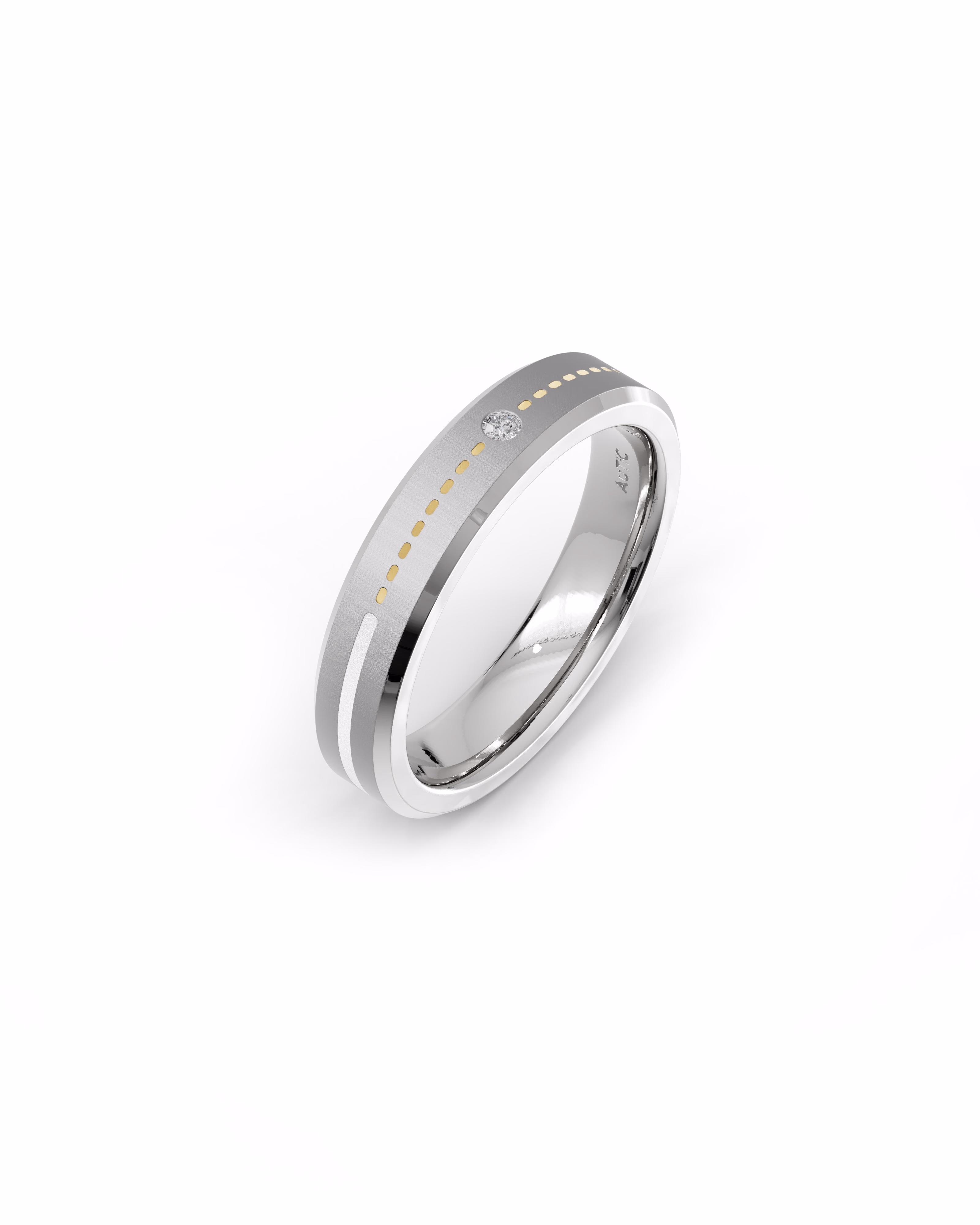 Mens's Silver Titanium Ring with Matte Finish