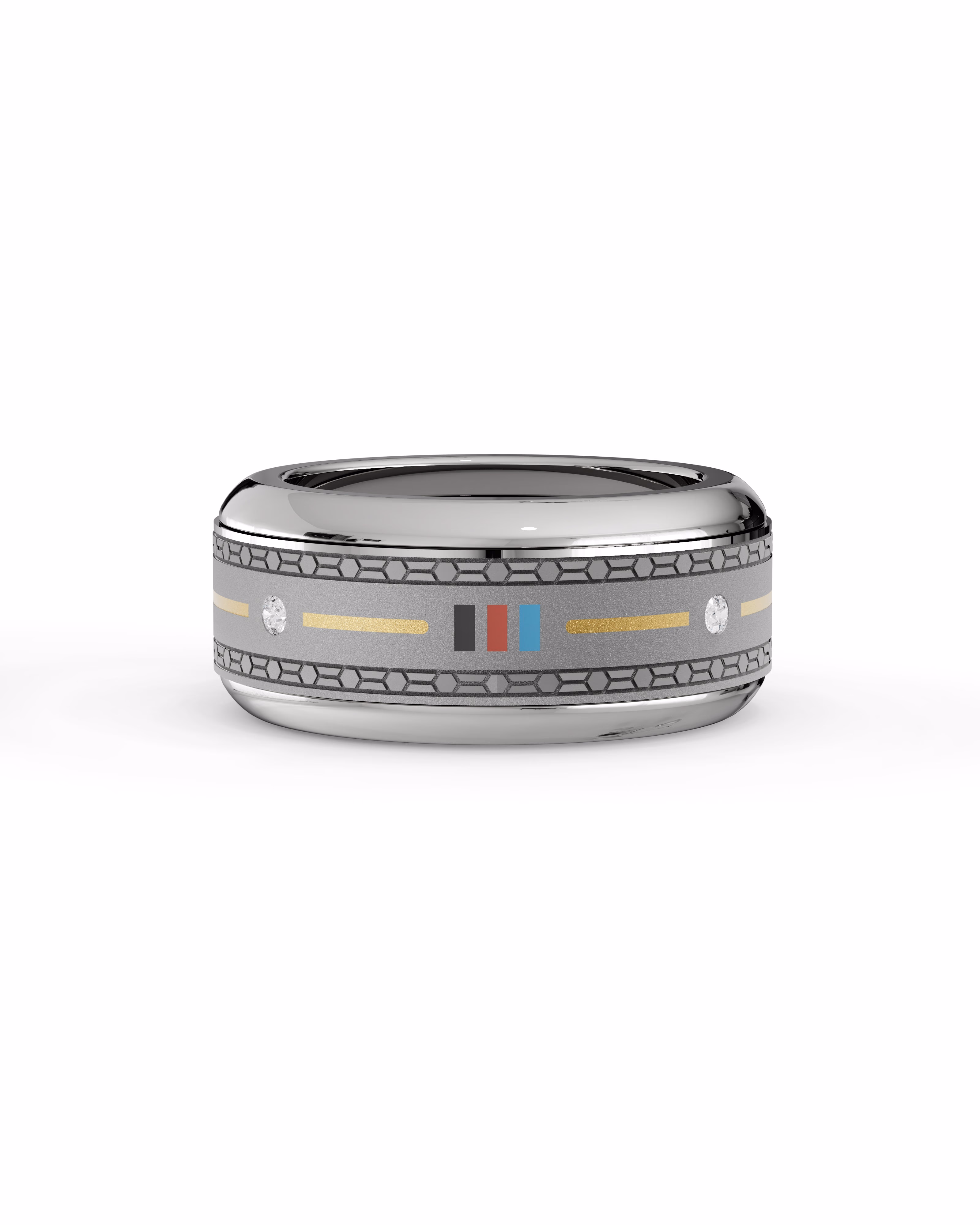 Mens's Silver Titanium Ring with Matte Finish