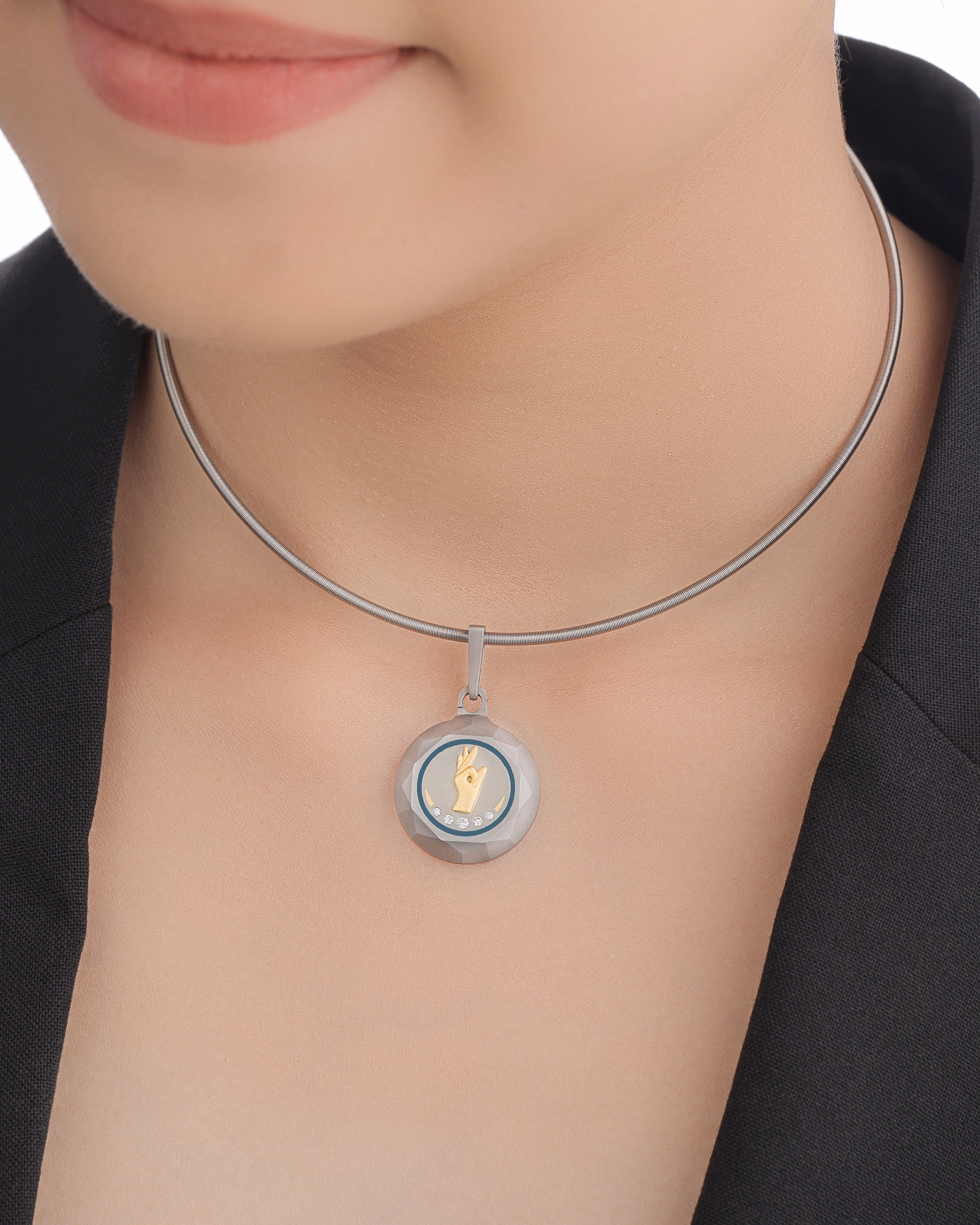 Unisex  Silver Titanium Pendant with Matte Finish