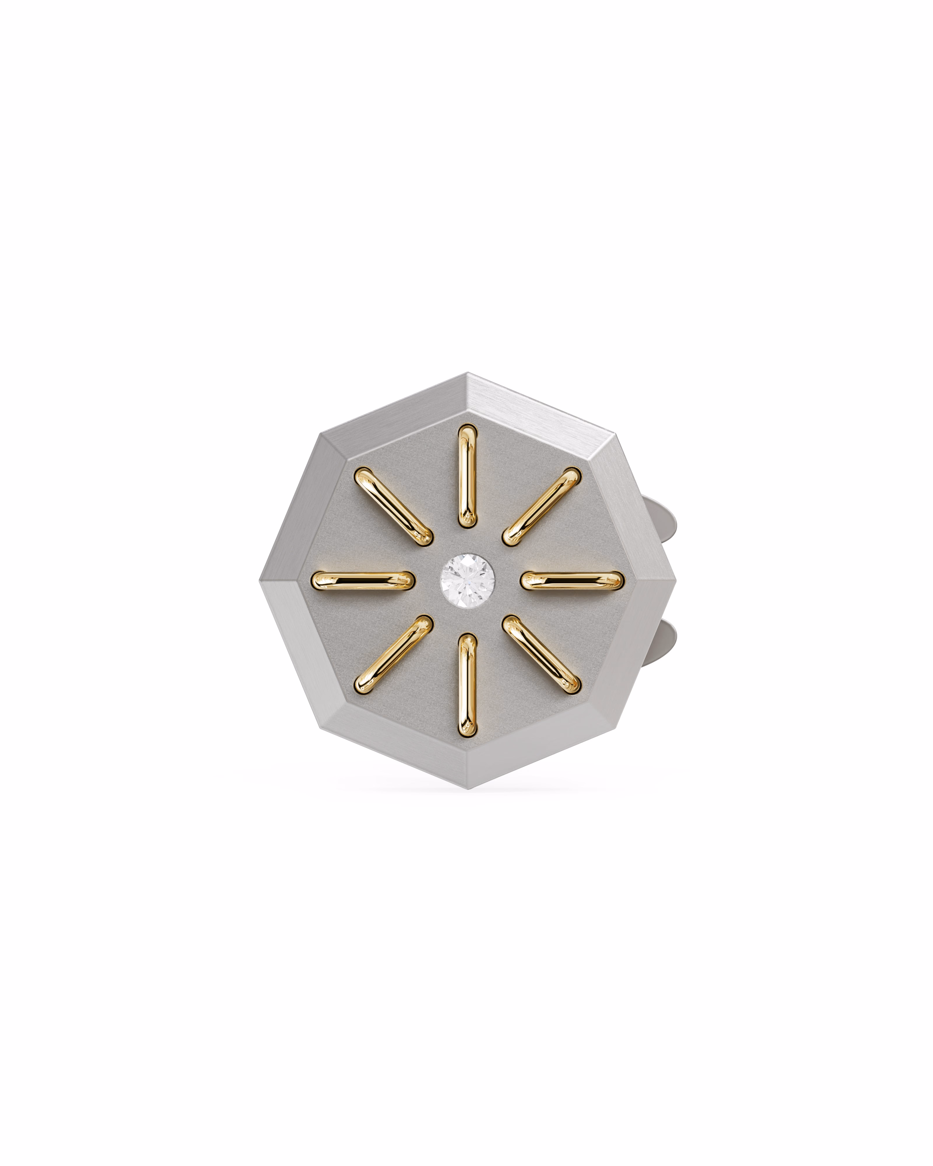 Men's  Silver Titanium Button Cover with Matte Finish