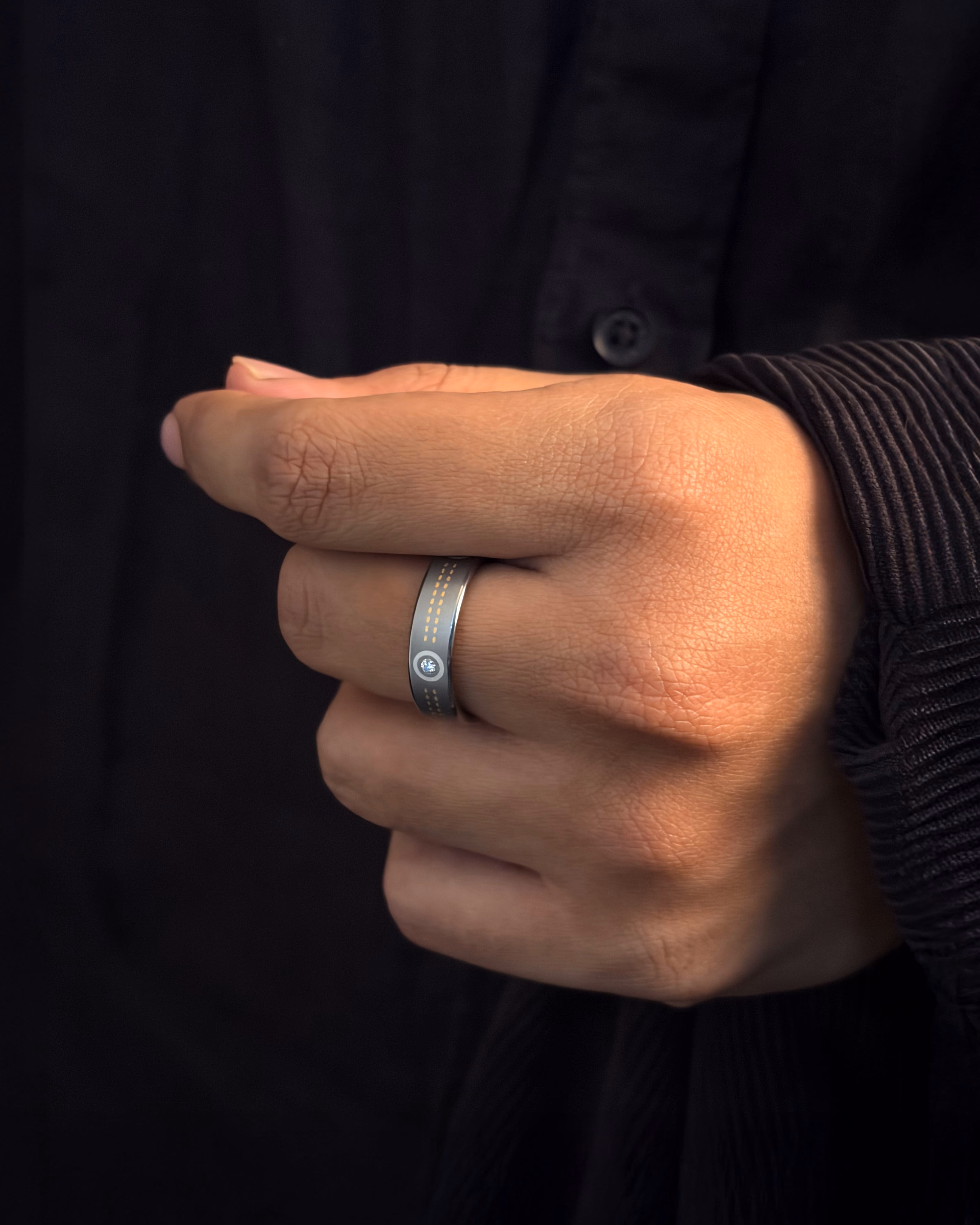 Mens's Silver Titanium Ring with Matte Finish