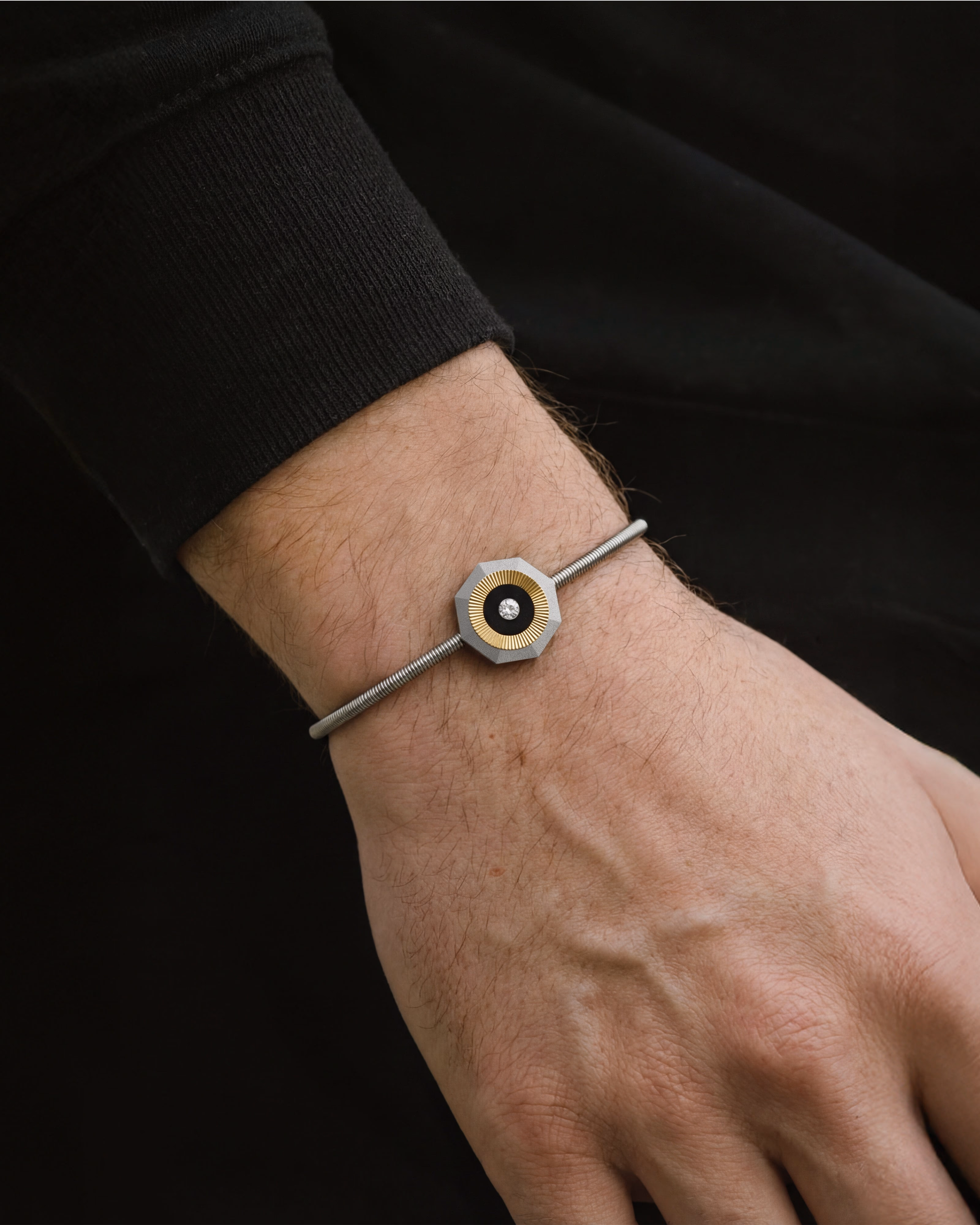 Men's Silver Titanium Bracelet with Matte Finish