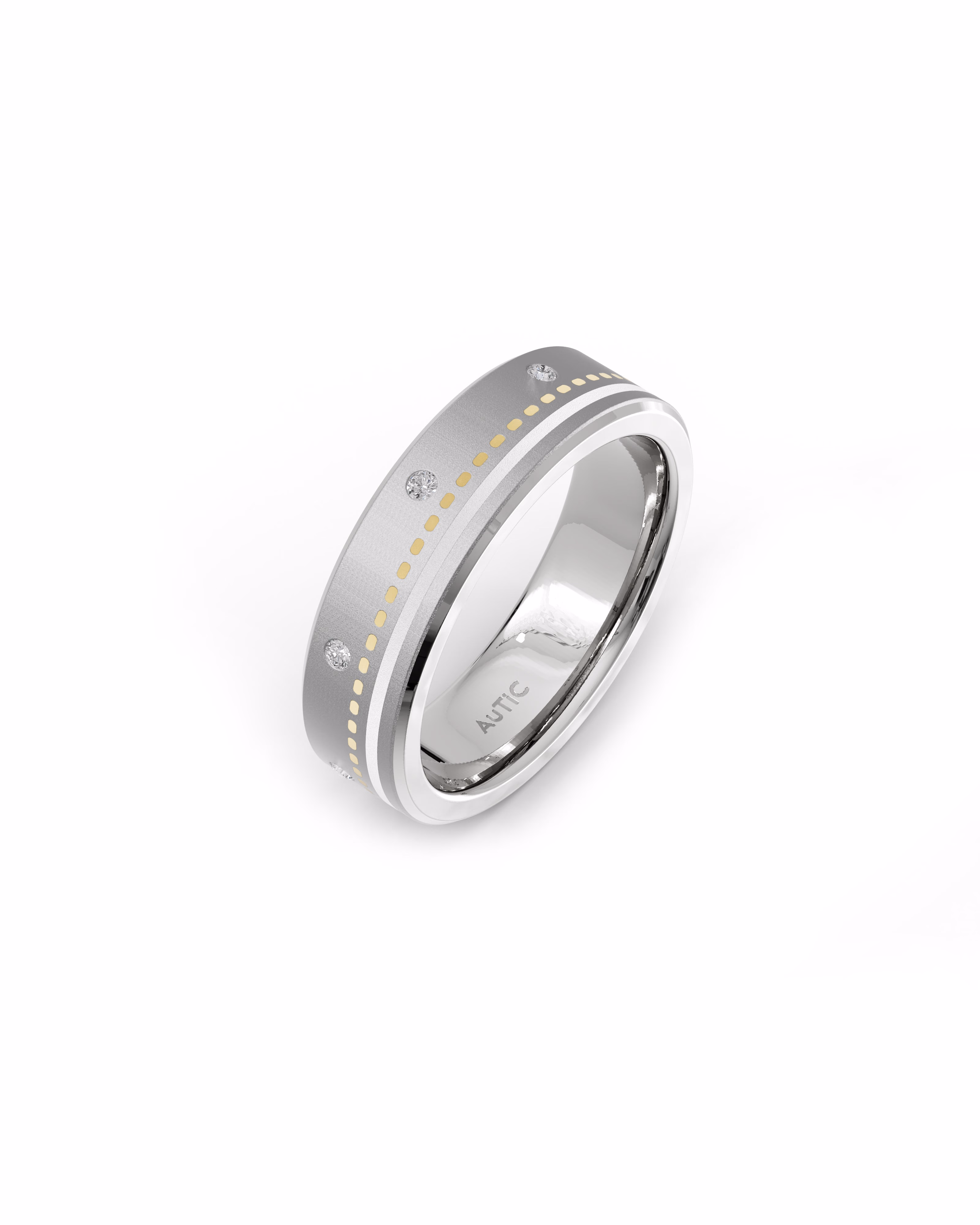 Mens's Silver Titanium Ring with Matte Finish