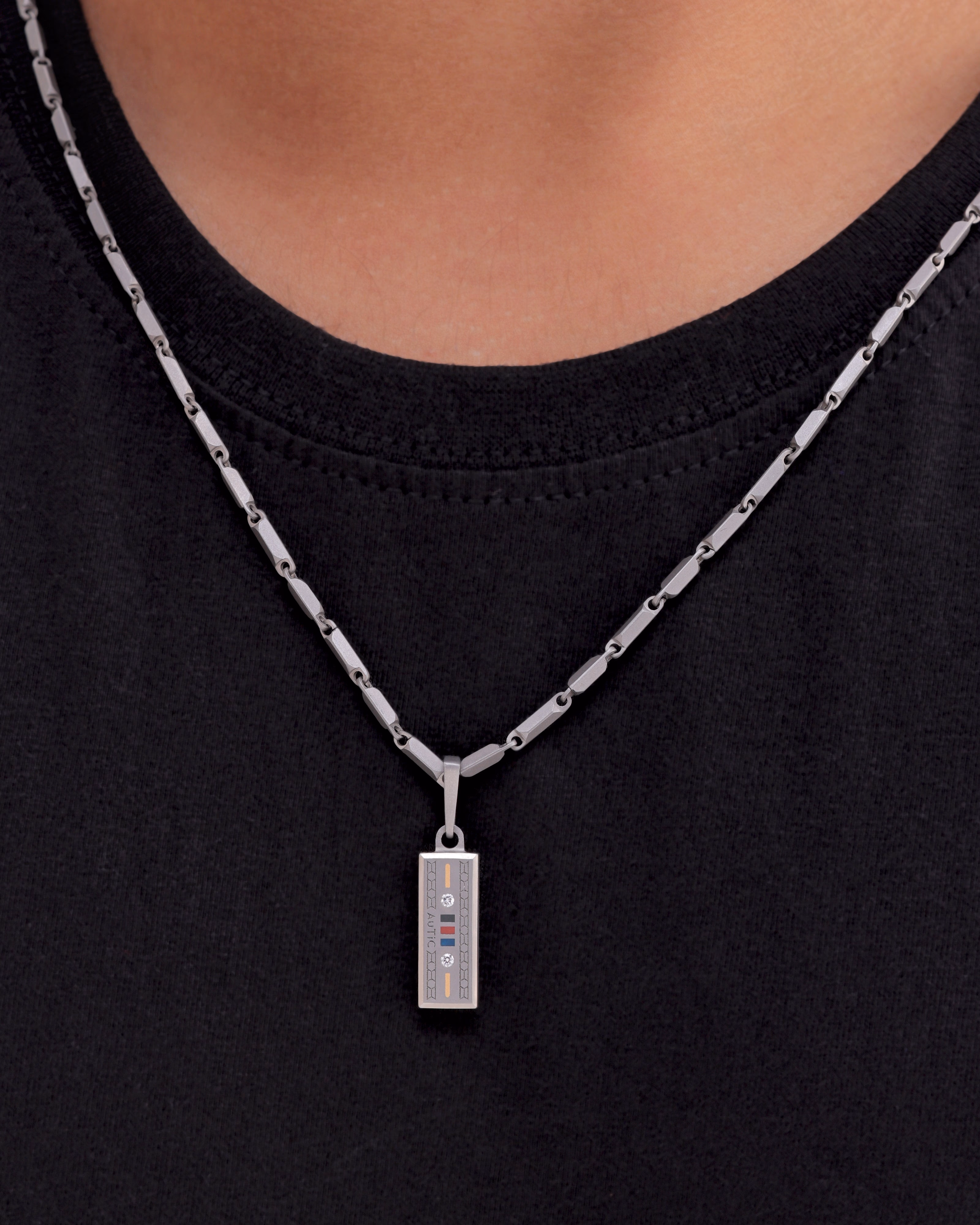 Mens's Silver Titanium Pendant with Matte Finish
