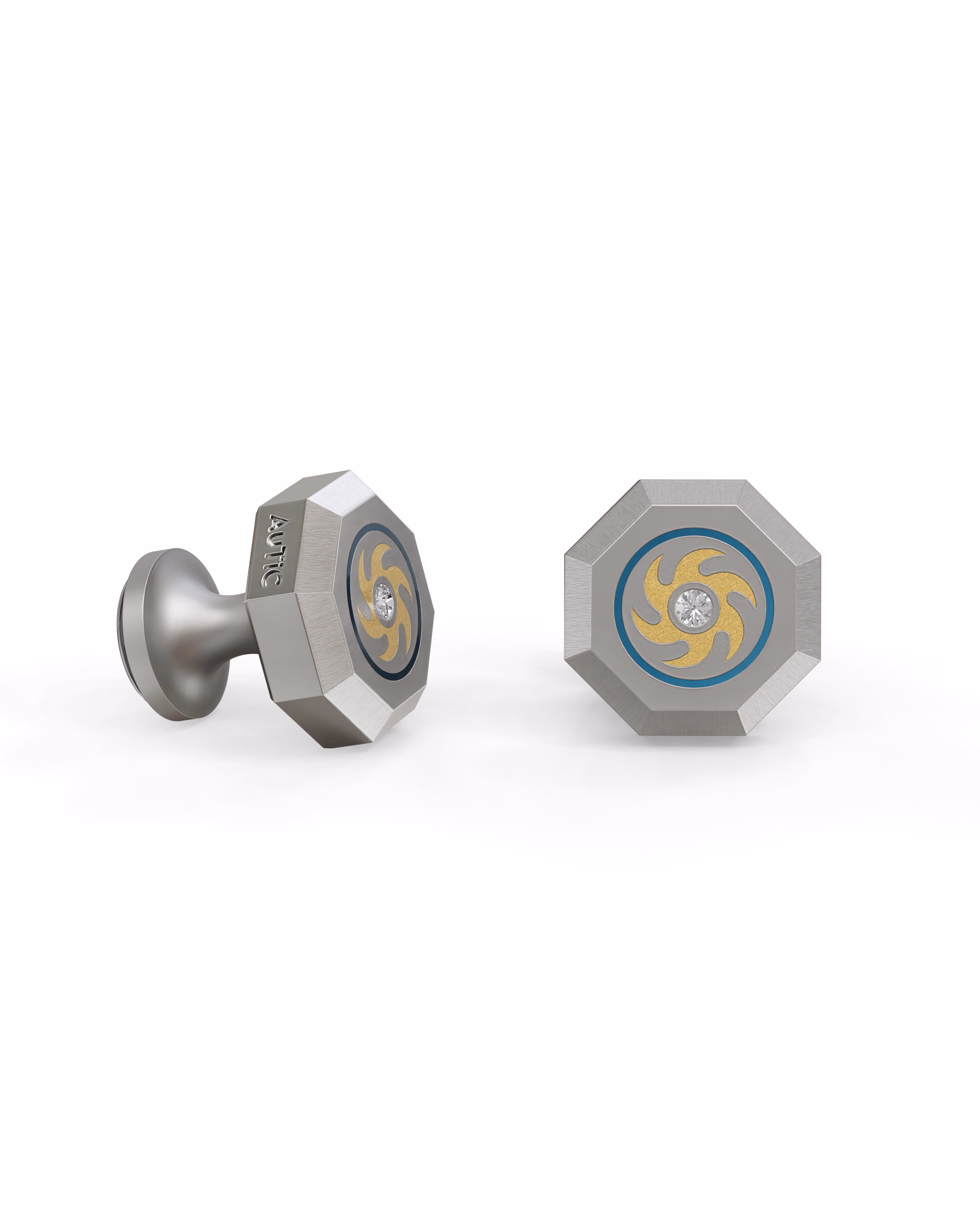 Men's  Silver Titanium Cufflink with Matte Finish