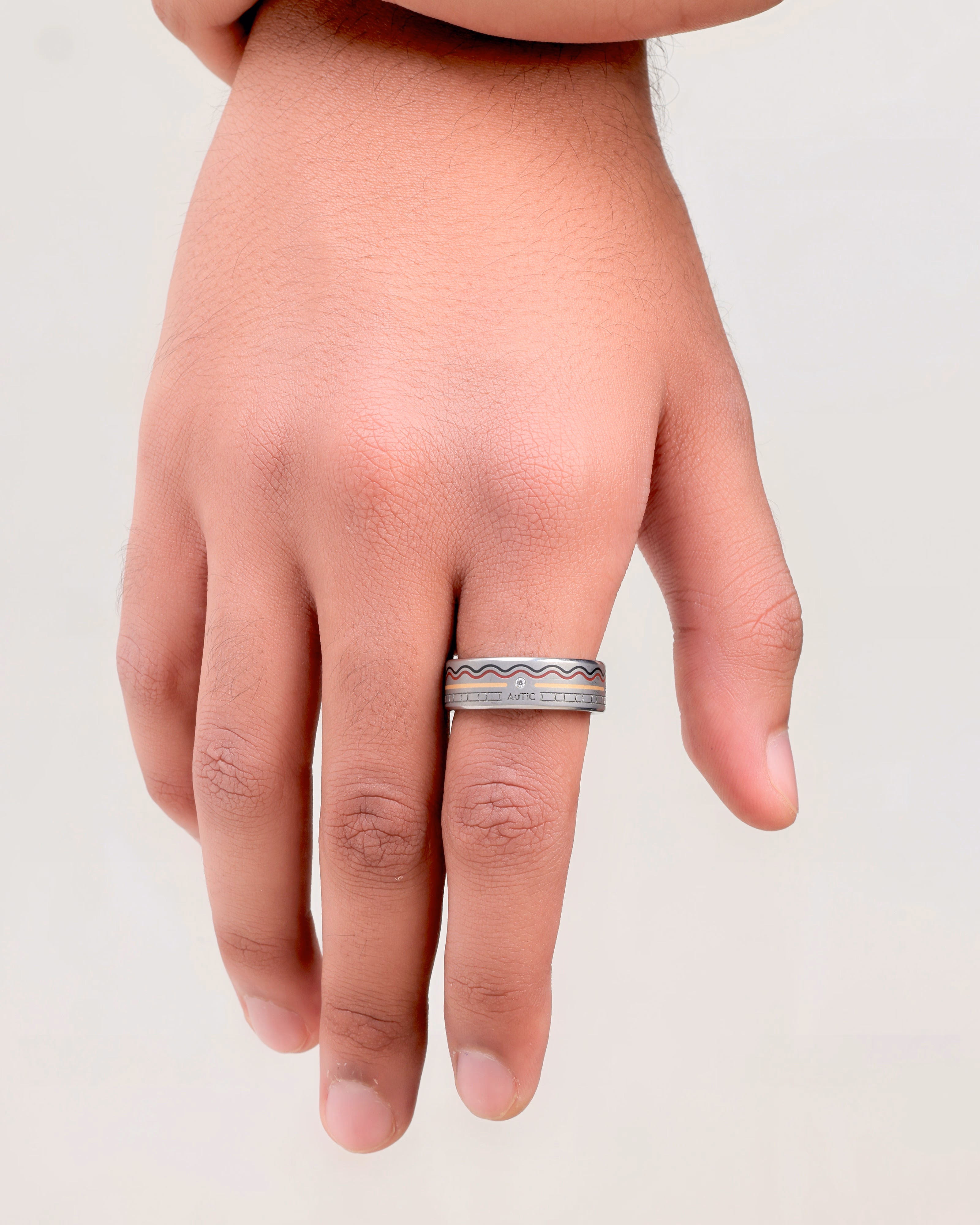 Mens's Silver Titanium Ring with Matte Finish
