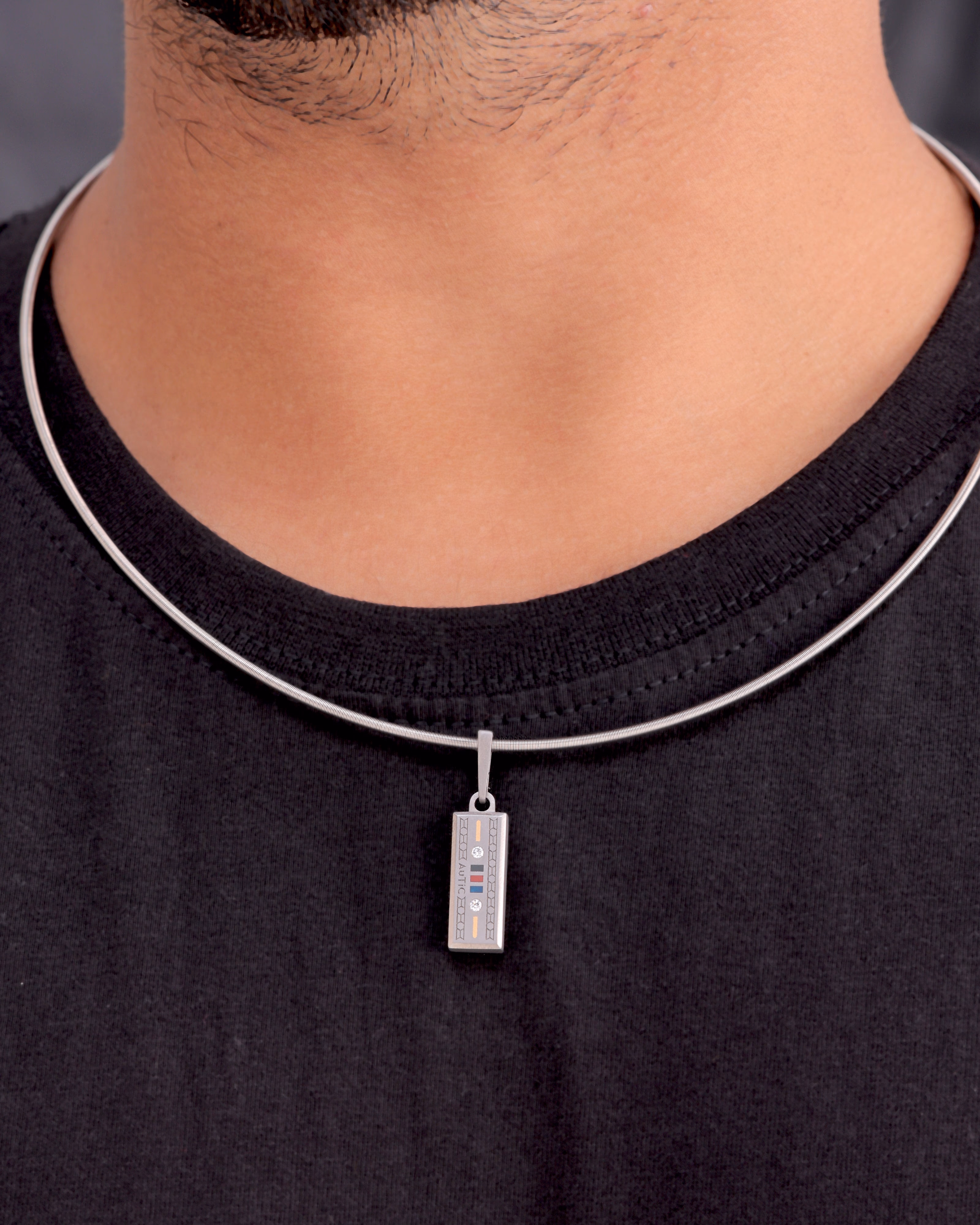 Mens's Silver Titanium Pendant with Matte Finish
