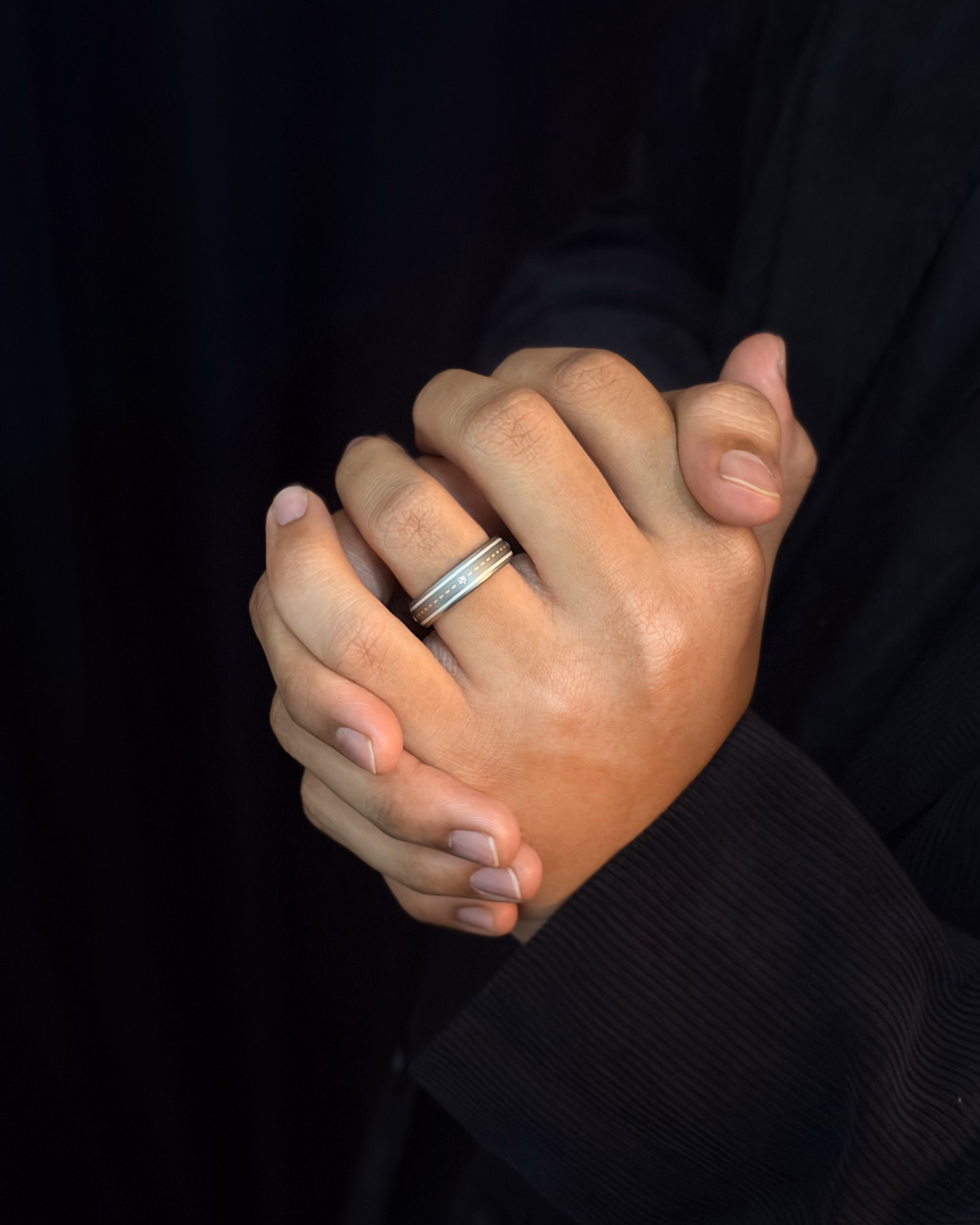 Mens's Silver Titanium Ring with Matte Finish