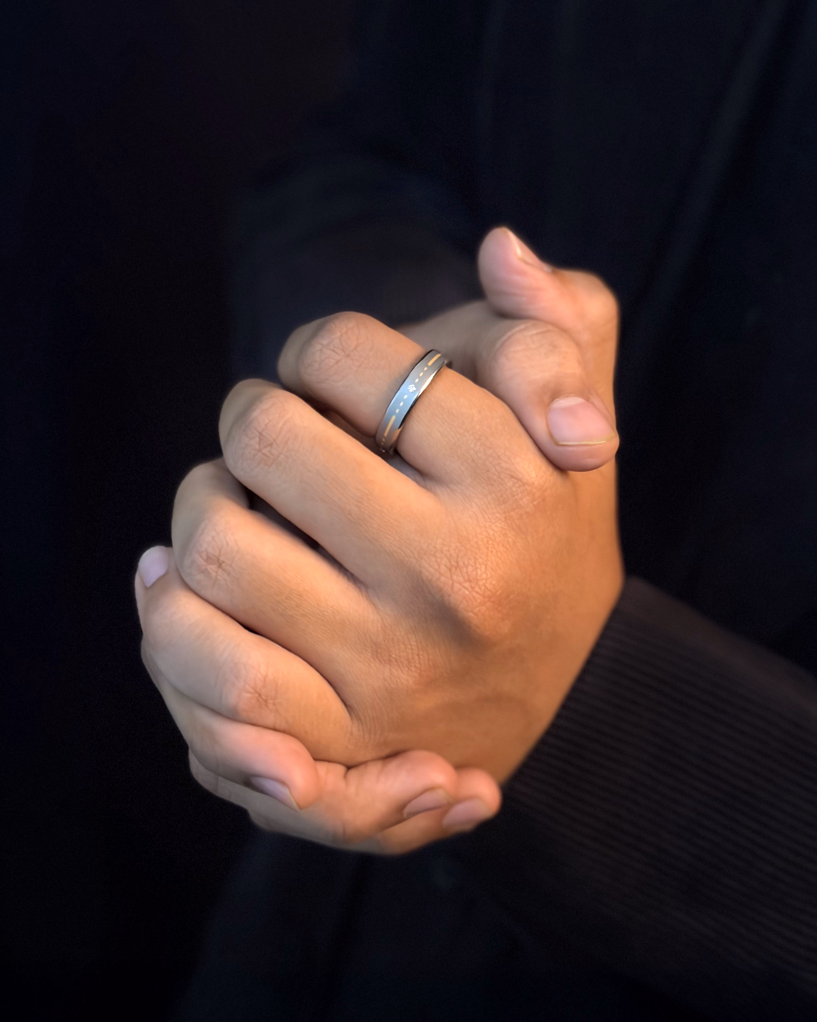 Mens's Silver Titanium Ring with Matte Finish