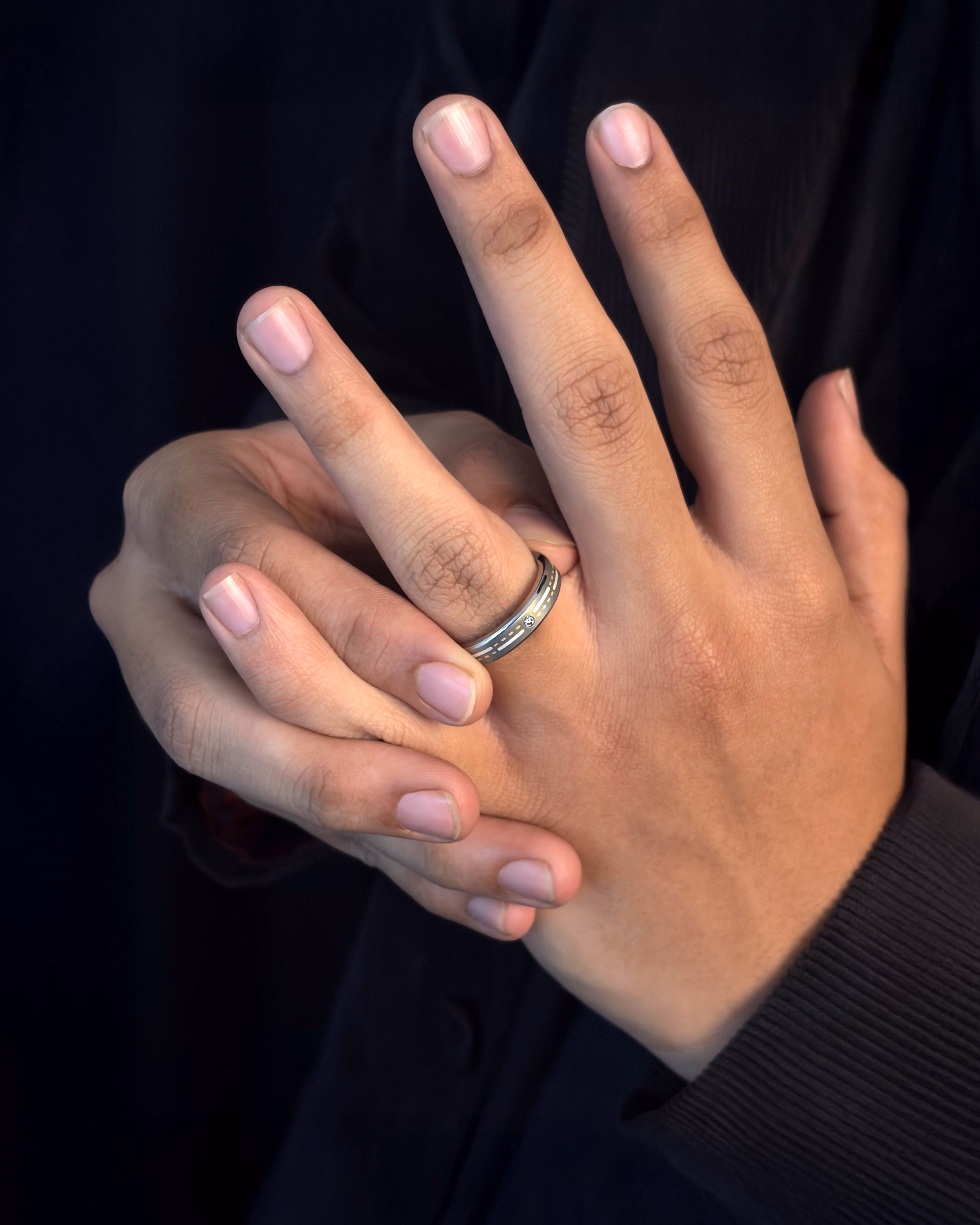 Mens's Silver Titanium Ring with Matte Finish