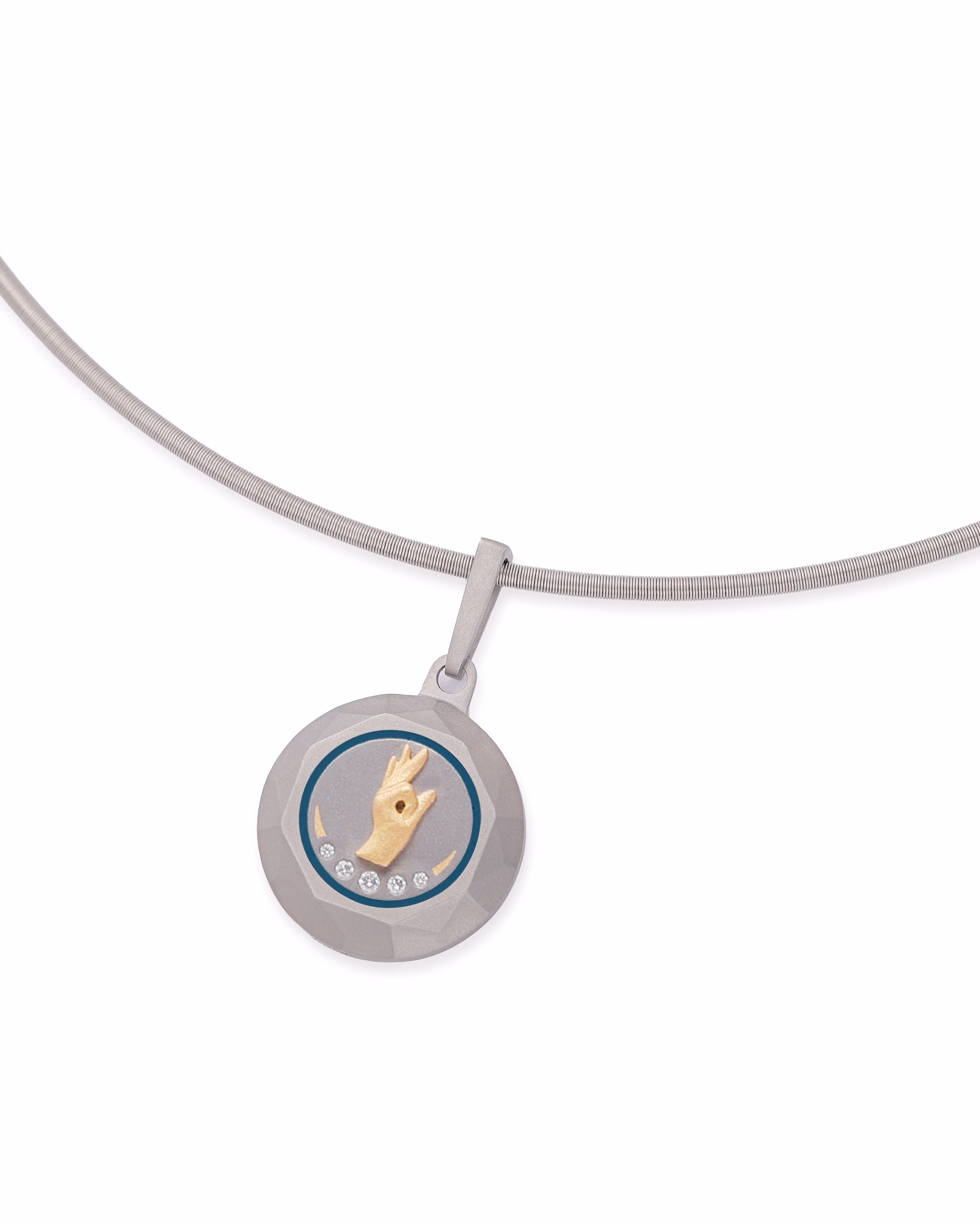 Unisex Silver Titanium Pendant with Matte Finish