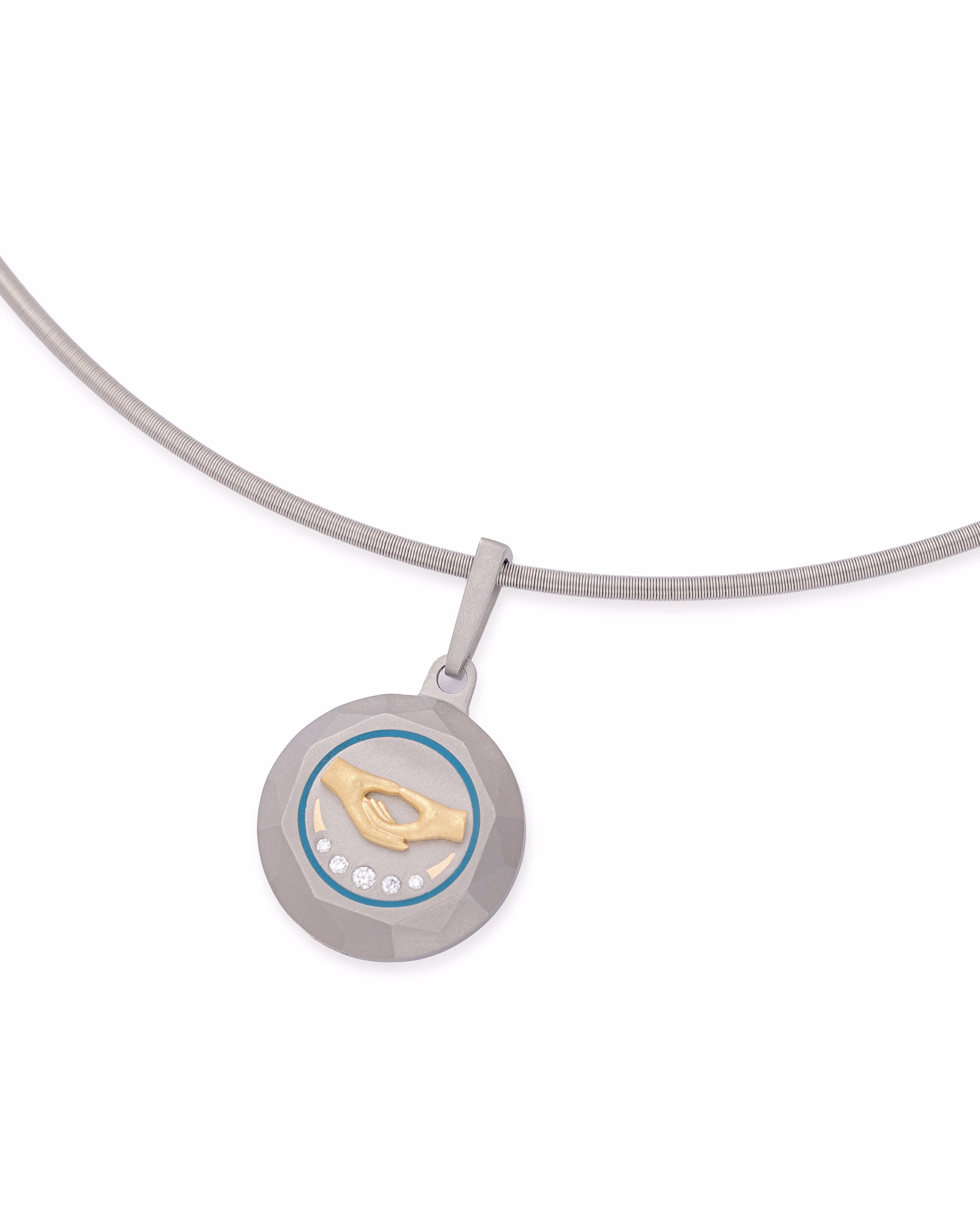 Unisex Silver Titanium Pendant with Matte Finish