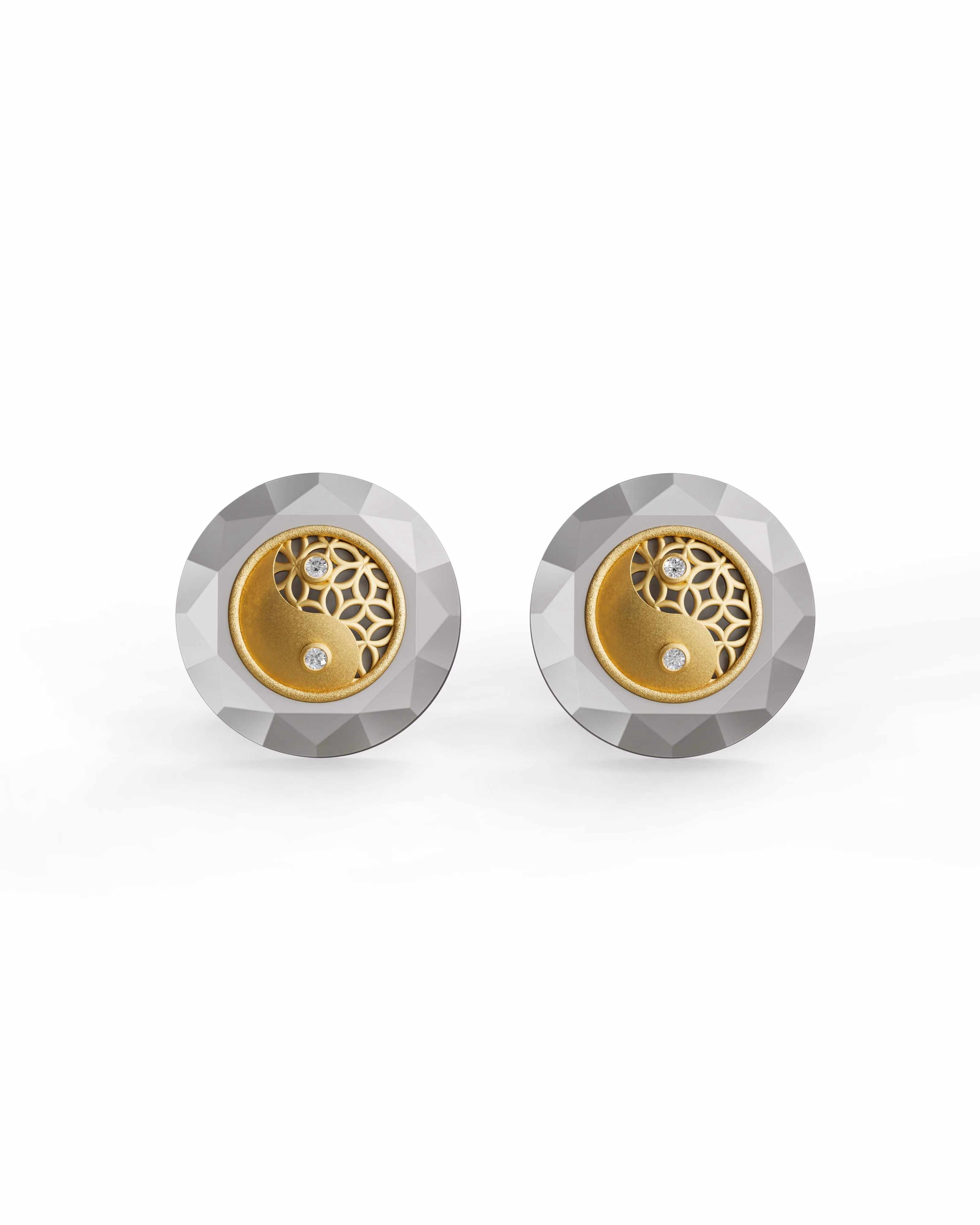 Men's  Silver Titanium Cufflink with Matte Finish