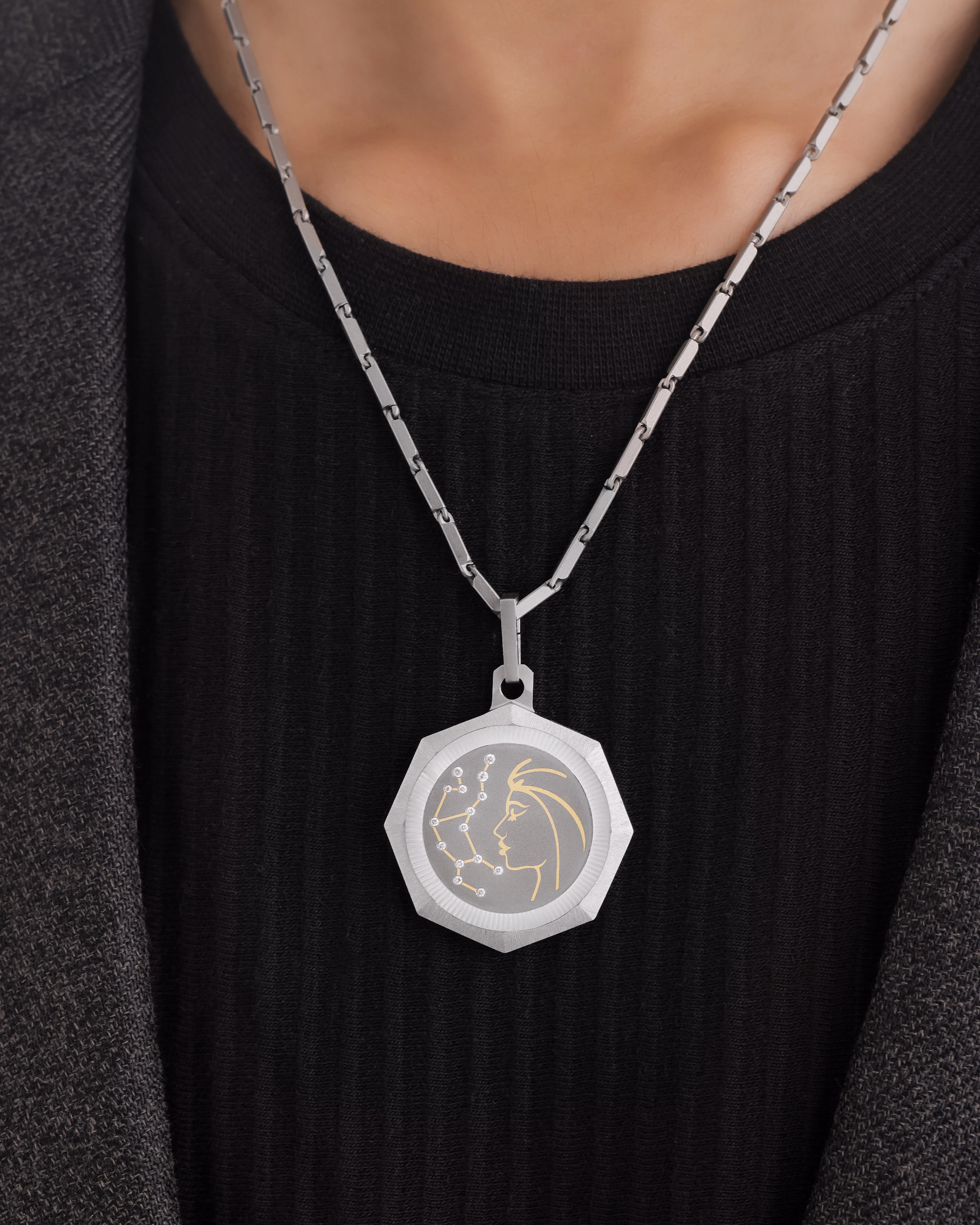Virgo – Titanium Zodiac Pendant.