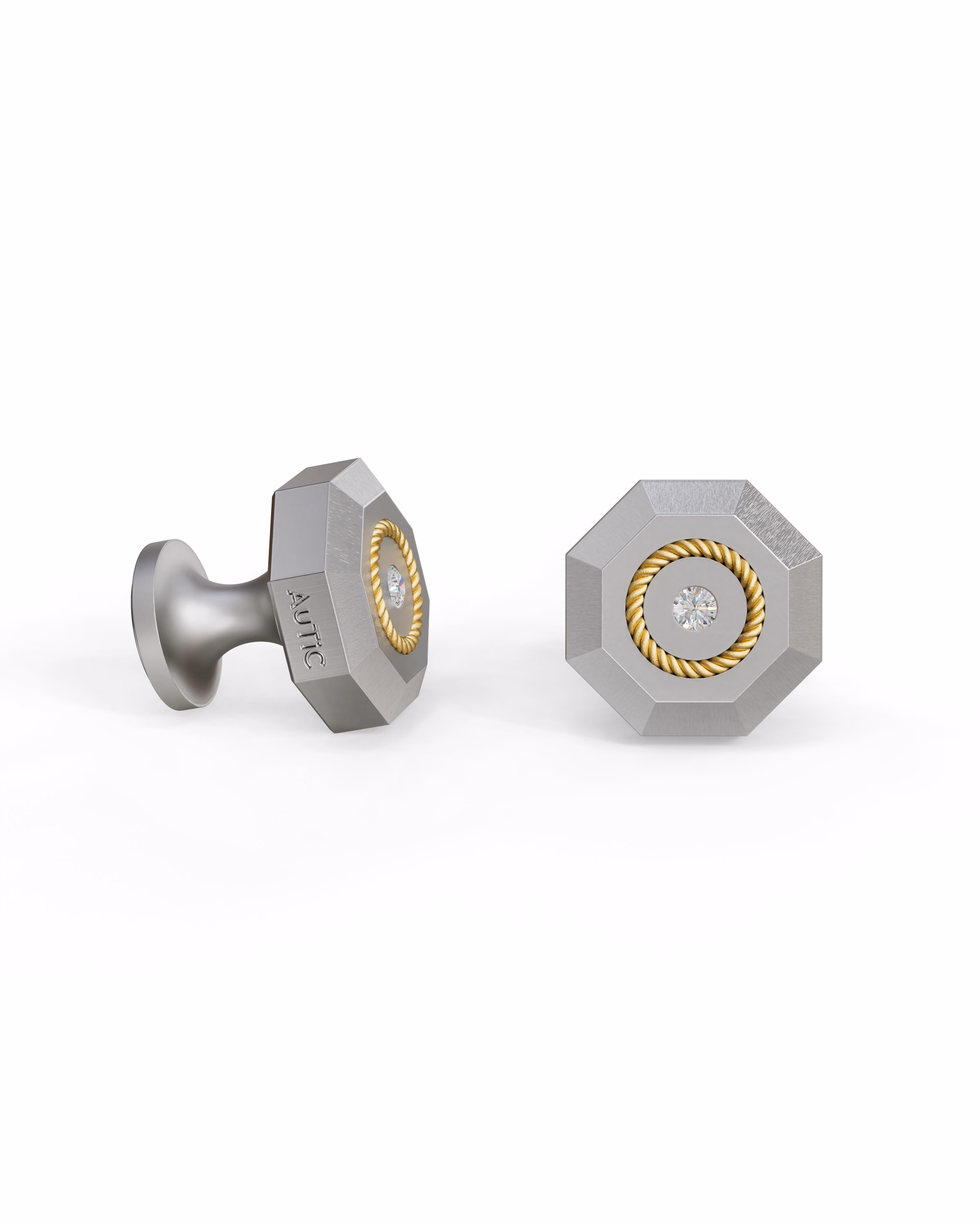 Men's  Silver Titanium Cufflink with Matte Finish