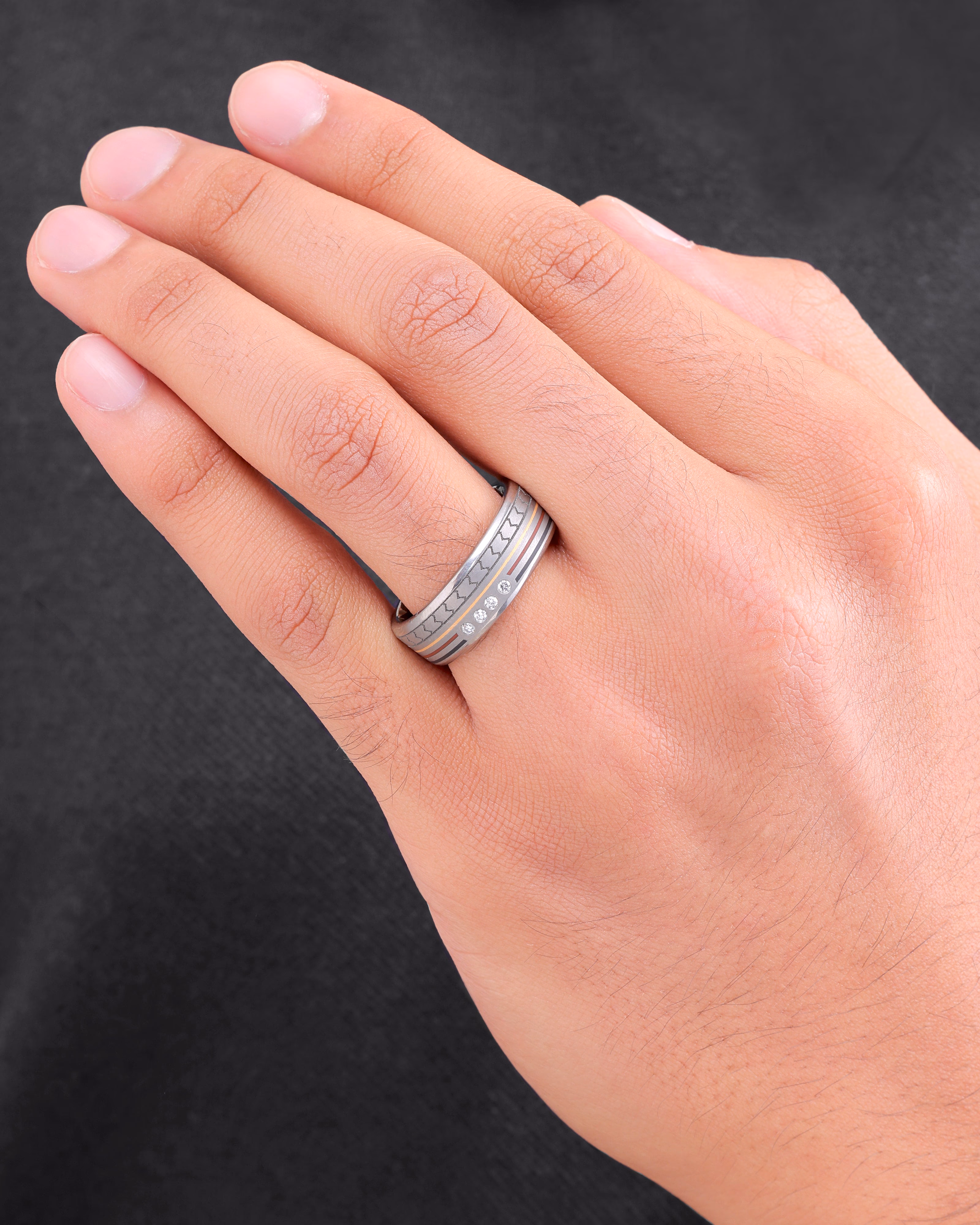 Mens's Silver Titanium Ring with Matte Finish