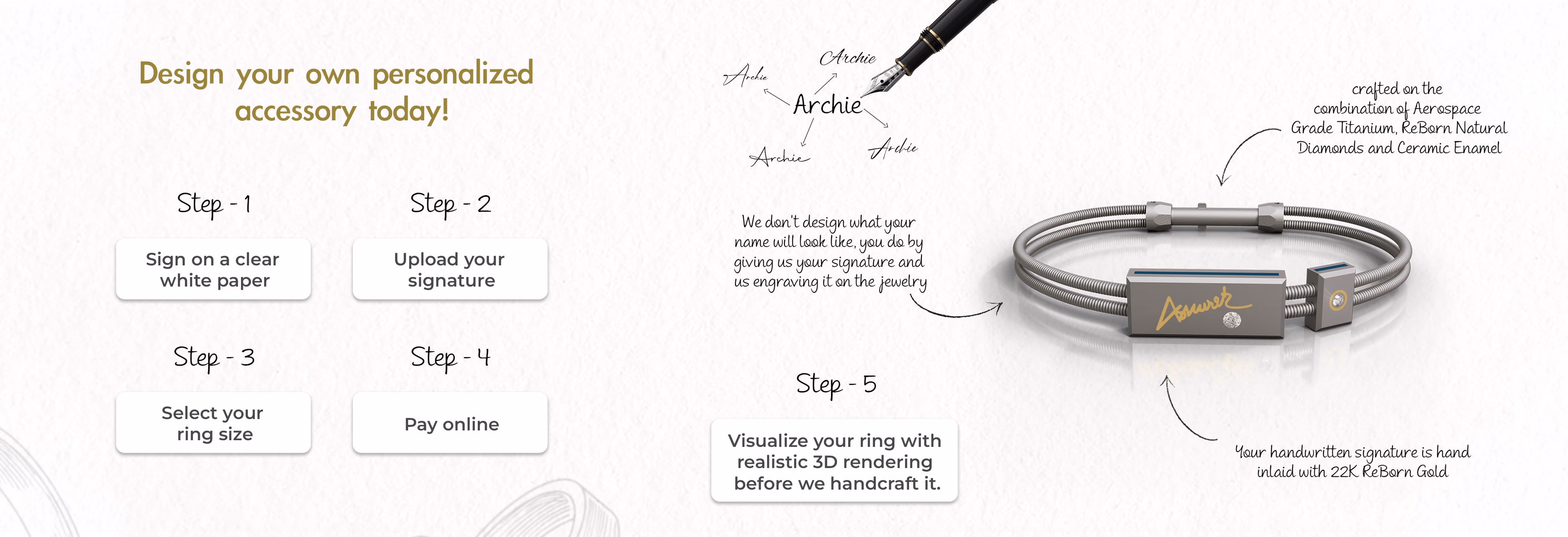 Autograph collection — titanium jewellery engraved by hand