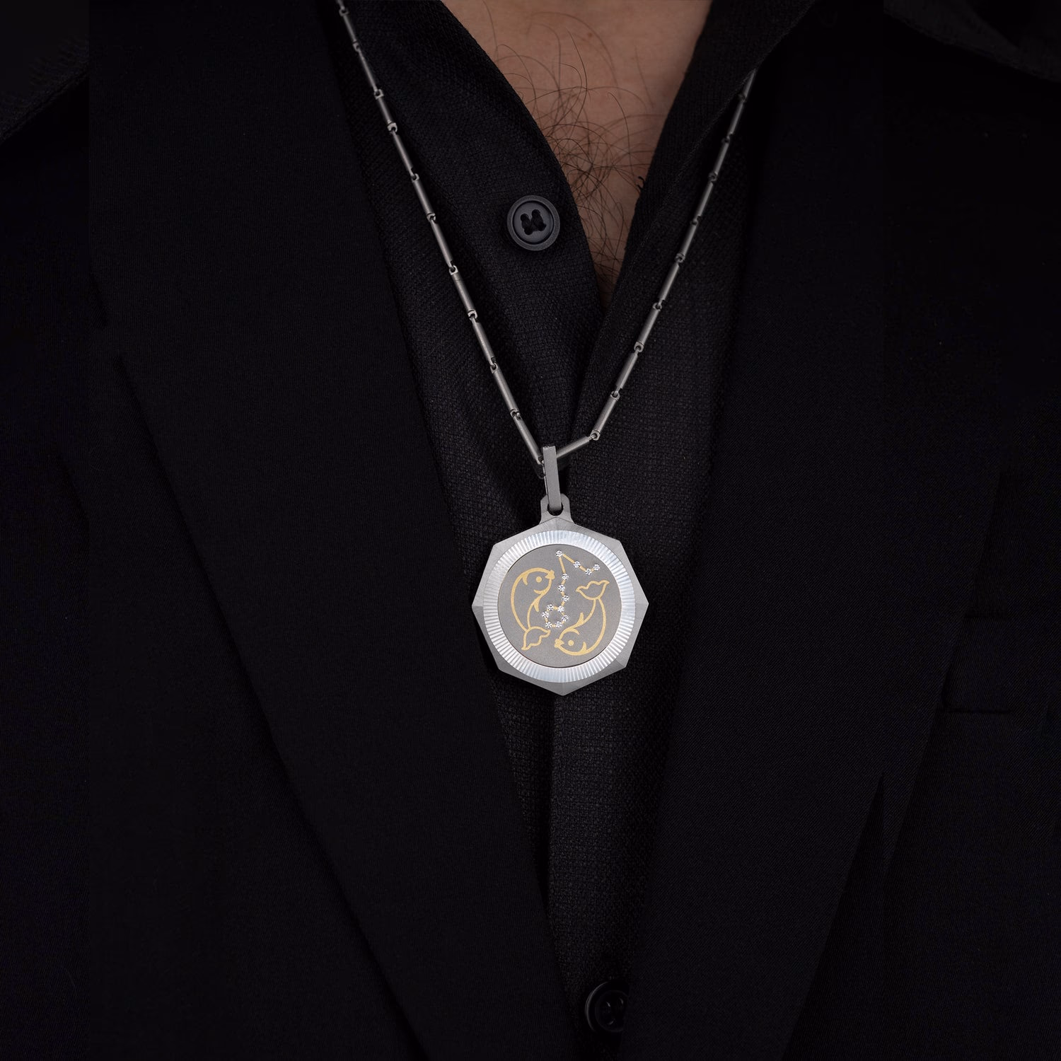 Starlight Pisces pendant, close detail