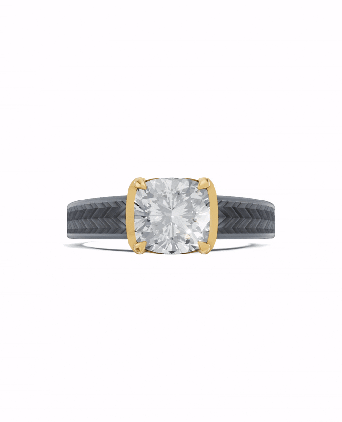 Enigma Chevron Gleam Solitaire Ring by Blissed, view 2