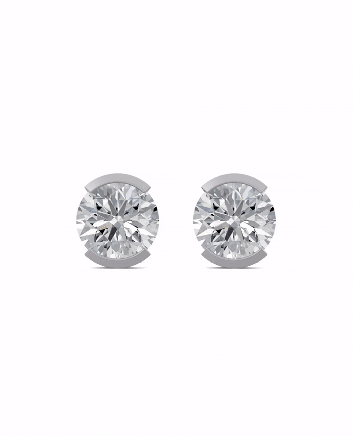 Substance 3.5 Carat Half Bezel Stud Earrings by Blissed, view 2