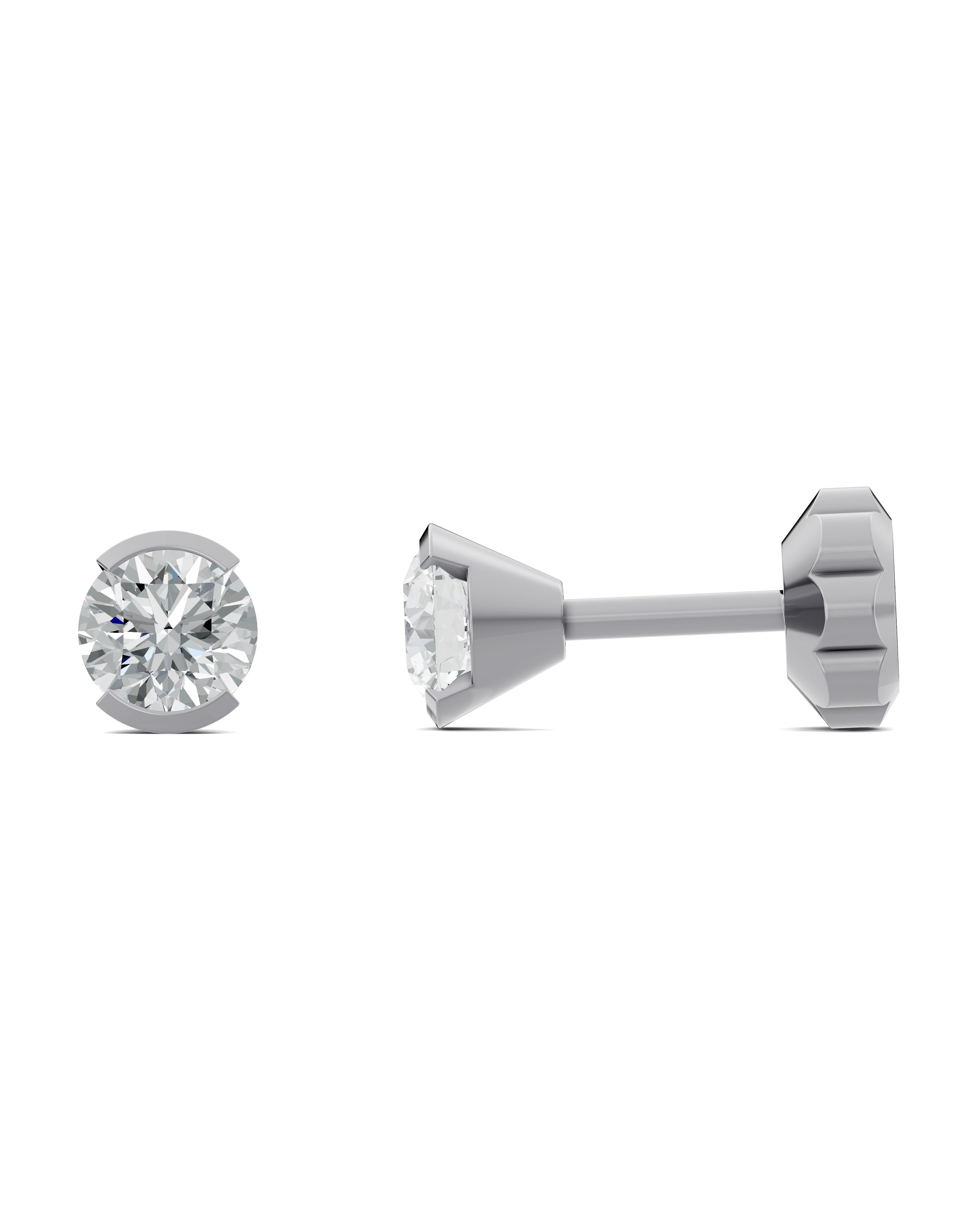 Substance 1 Carat Half Bezel Stud Earrings by Blissed, view 2