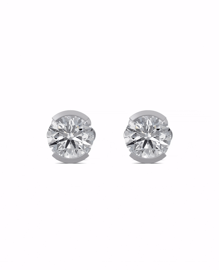 Substance 2 Carat Half Bezel Stud Earrings by Blissed, view 2